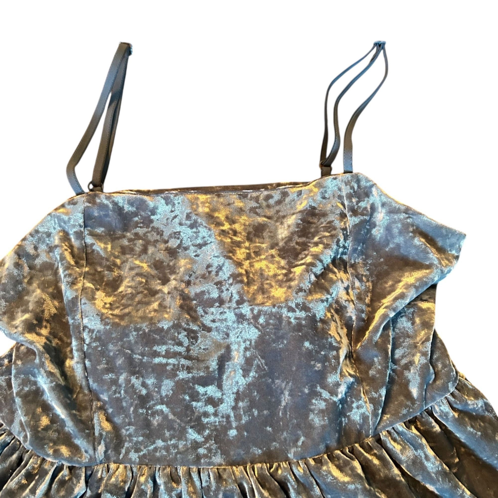 American Eagle Outfitters American Eagle Blue Velvet Peplum Babydoll Coquette Camisole Size XS / US 0-2 / IT 36-38 - 3 Thumbnail