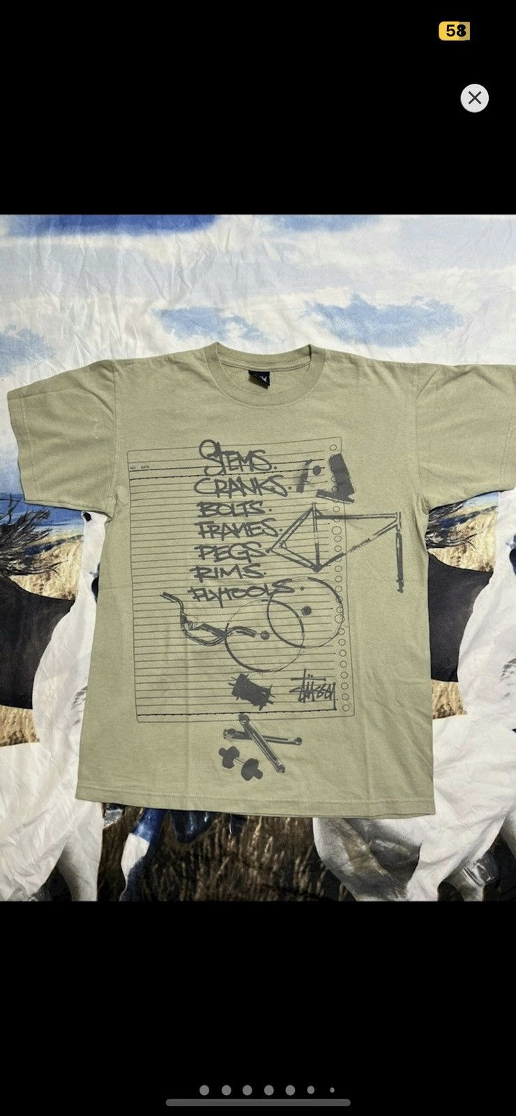 image of 00S Stussy “Bmx Checklist” Shirt M in Light Green, Men's (Size Medium)