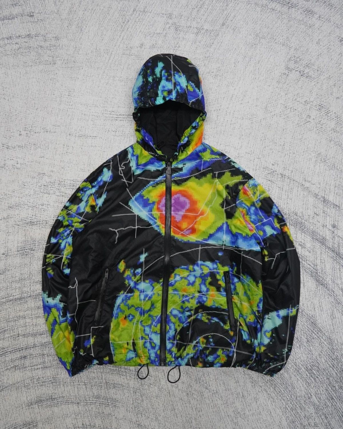 Pre-owned Prada Ss17 Radar Weather Map Ripstop Jacket In Multicolor