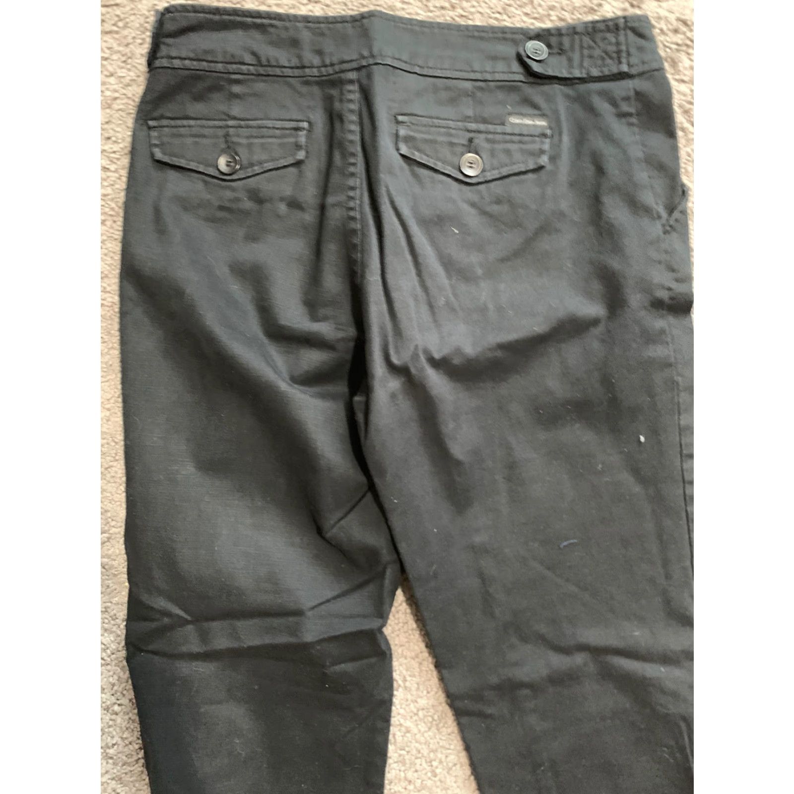 Calvin Klein CALVIN KLEIN Pants Womens 8 Black Straight Capri Mid Rise Pockets Button Twill Business Casual Size 30" / US 8 / IT 44 - 5 Thumbnail