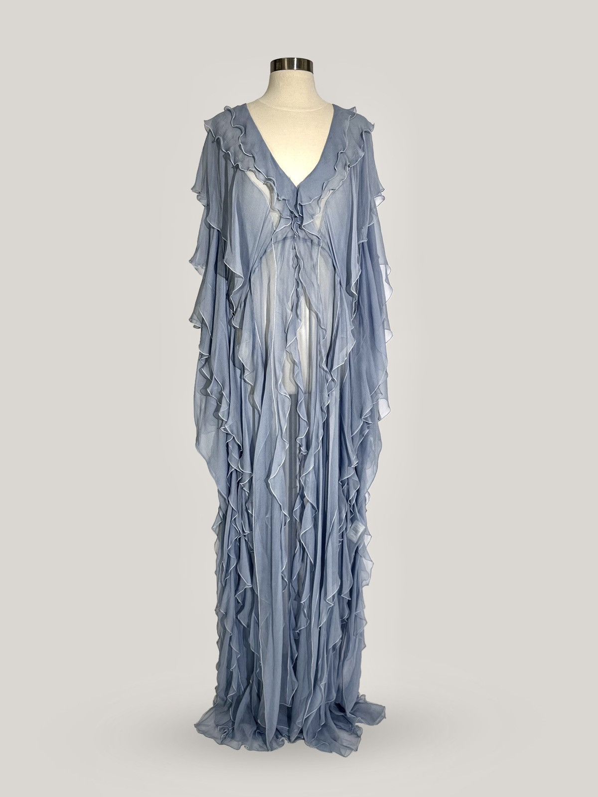 Zuhair Murad Brand New US 6 Zuhair Murad Ash Blue Silk Maxi Gown Size M / US 6-8 / IT 42-44 - 1 Thumbnail