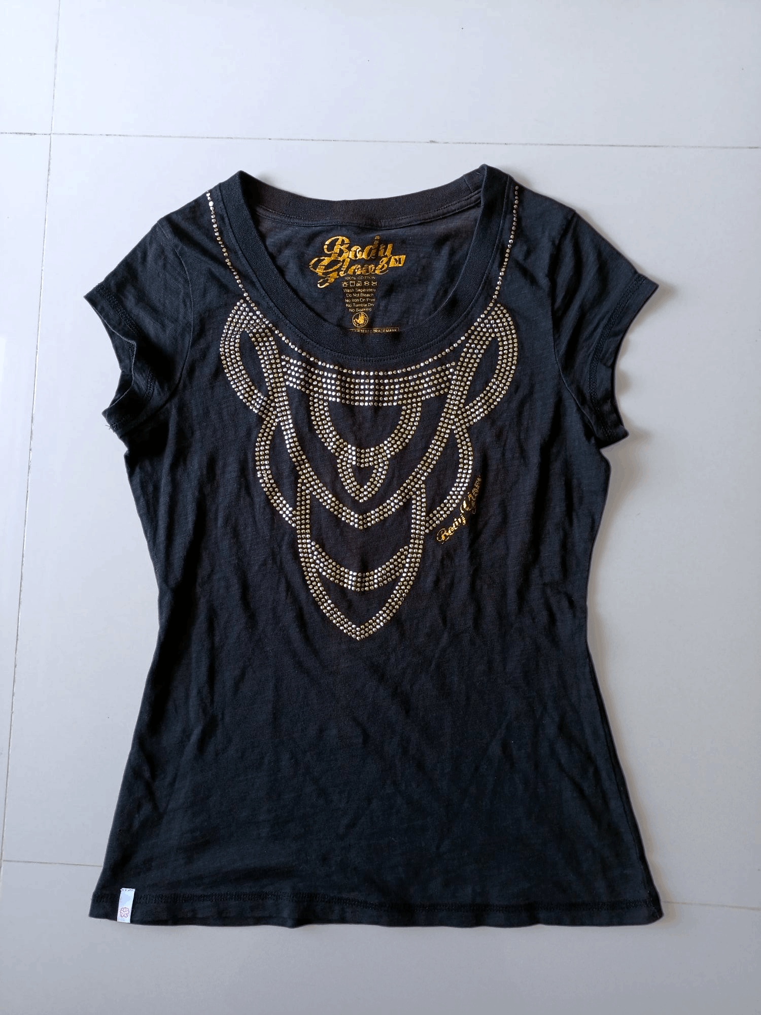 Body Glove BODY GLOVE Black & Gold Embellished Peplum Halter Top Size US M / EU 48-50 / 2 - 3 Thumbnail