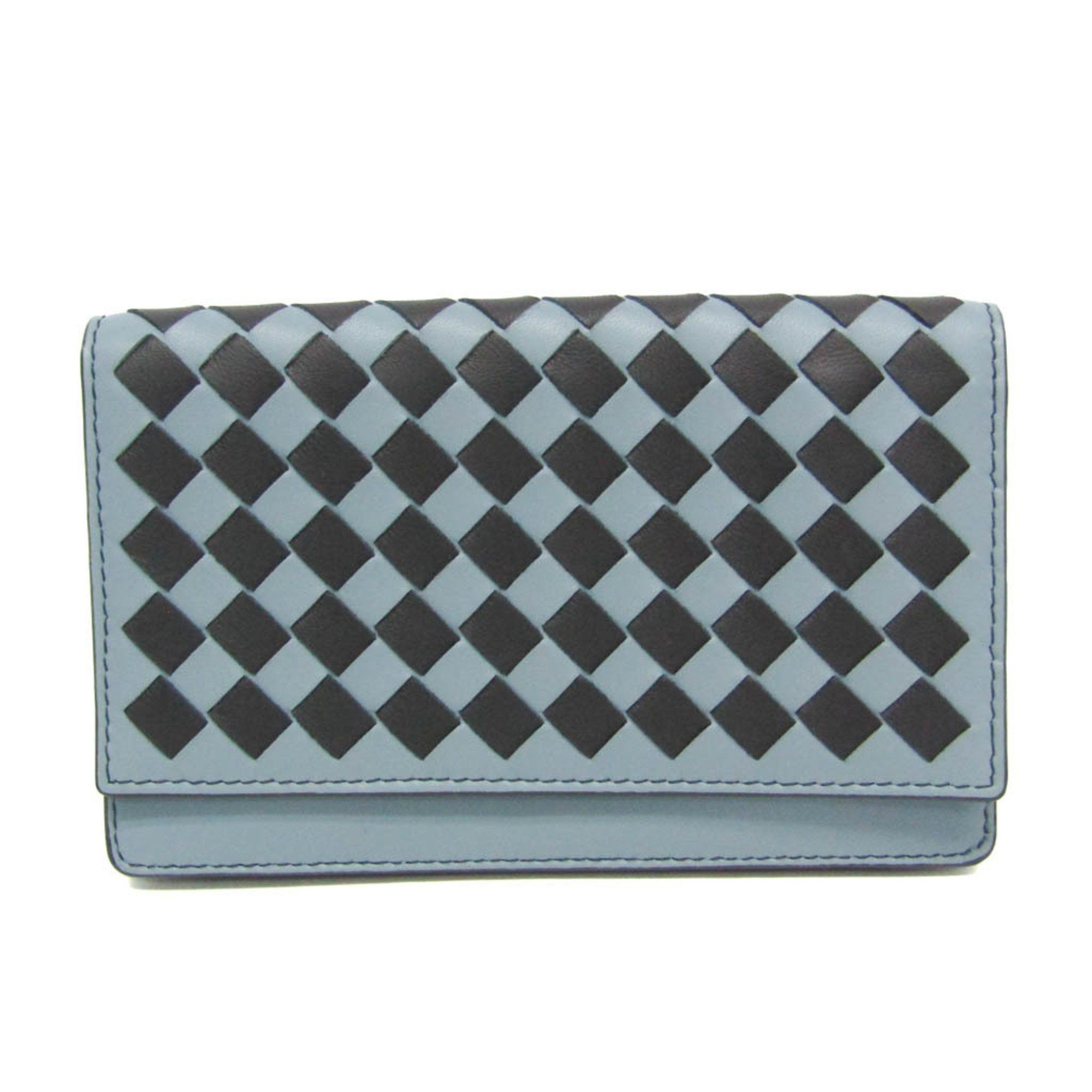 Bottega Veneta Bottega Veneta Intrecciato Leather Card Case Black,Light Blue Gray Size ONE SIZE - 1 Thumbnail
