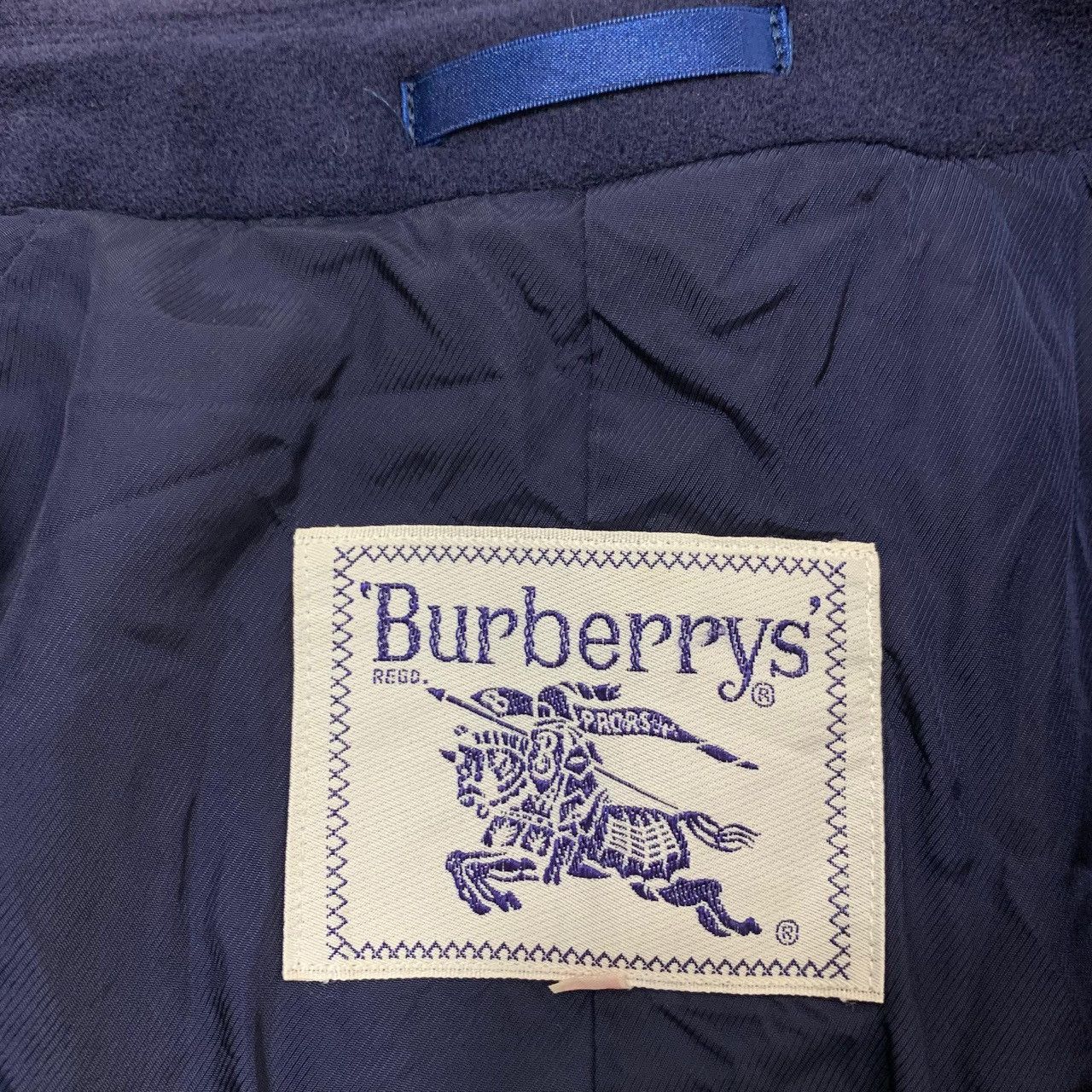 Burberry Vintage Burberrys Navy Blue Wool Double Breasted Coat Size US L / EU 52-54 / 3 - 12 Thumbnail