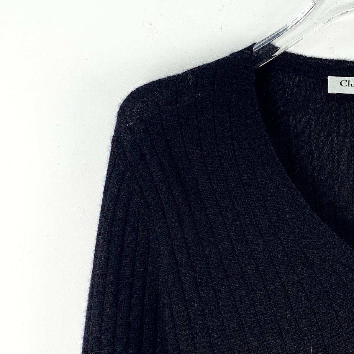 Dior Dior Black Cashmere V-neck Long Sleeve Knitwear K26WX Size L / US 10 / IT 46 - 3 Thumbnail