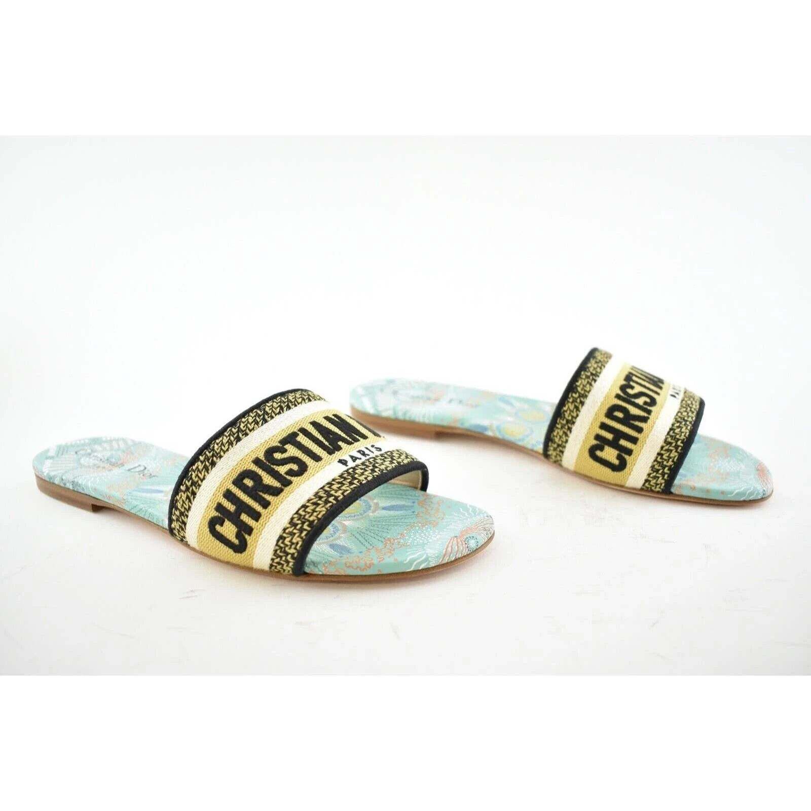 Dior In Lights Dway Embroidered Logo Slide Flat Sandal 35 Size US 5 / IT 35 - 7 Thumbnail