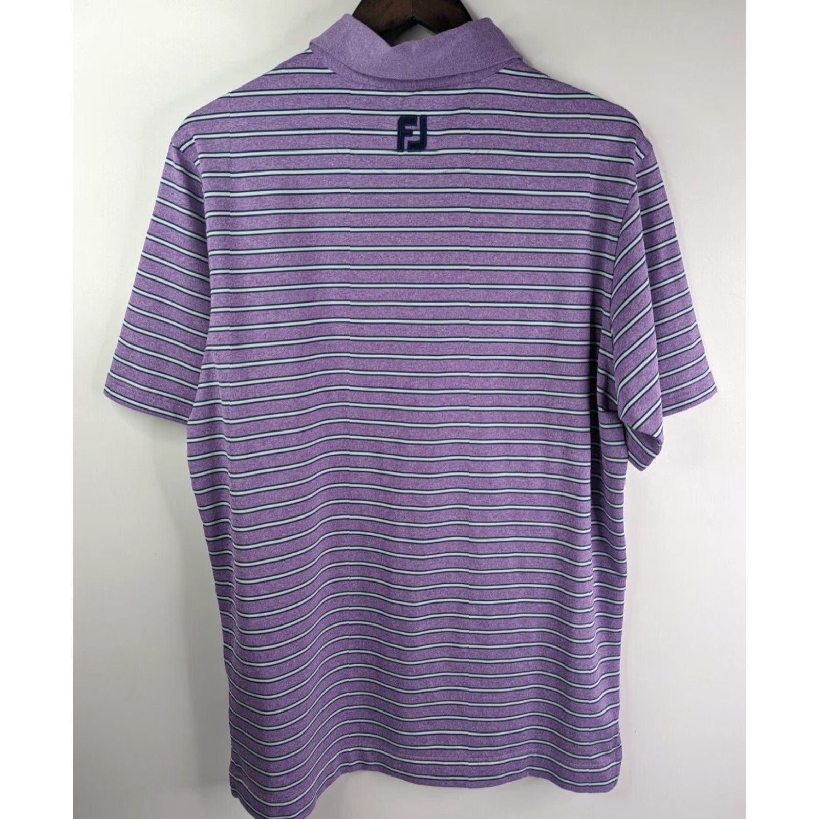 Footjoy FootJoy Polo Shirt Mens M Purple Striped Golf Breathable Stretch Easy Care Short Sleeve - Preppy Casual Activewear Size US M / EU 48-50 / 2 - 2 Thumbnail