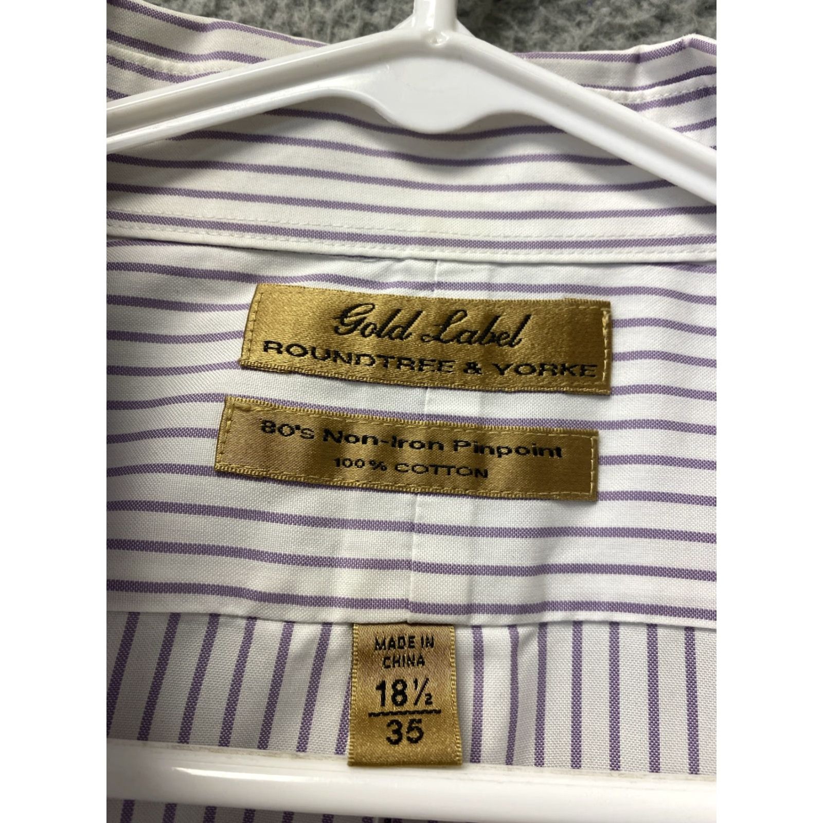 Roundtree & Yorke Roundtree & Yorke Shirt Mens Gold Label Long Sleeve Stripes 18.5 X 35 112-64 Size US XXL / EU 58 / 5 - 5 Thumbnail