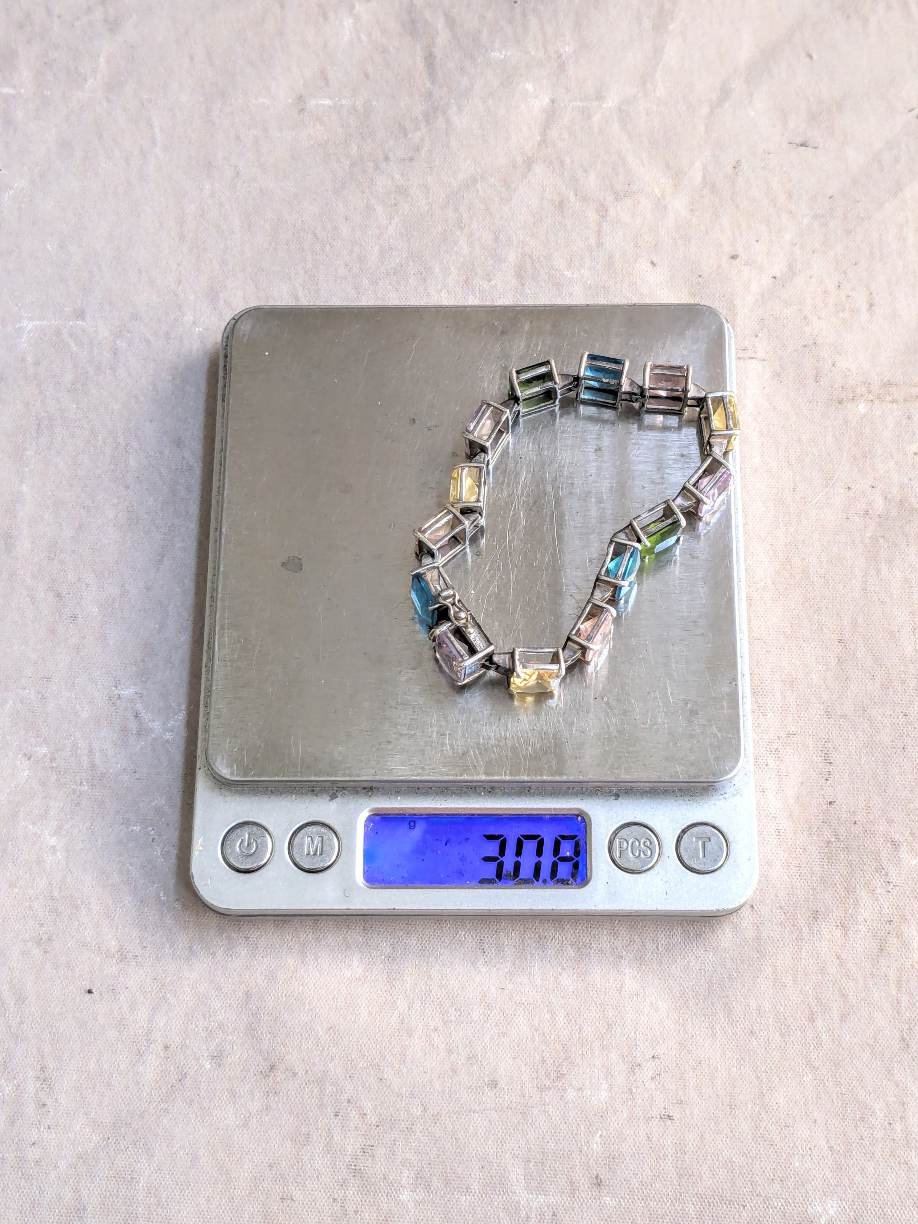 Sterling Silver Sterling Silver Tennis Bracelet Rainbow Square 7.5" Y2K Size ONE SIZE - 14 Thumbnail