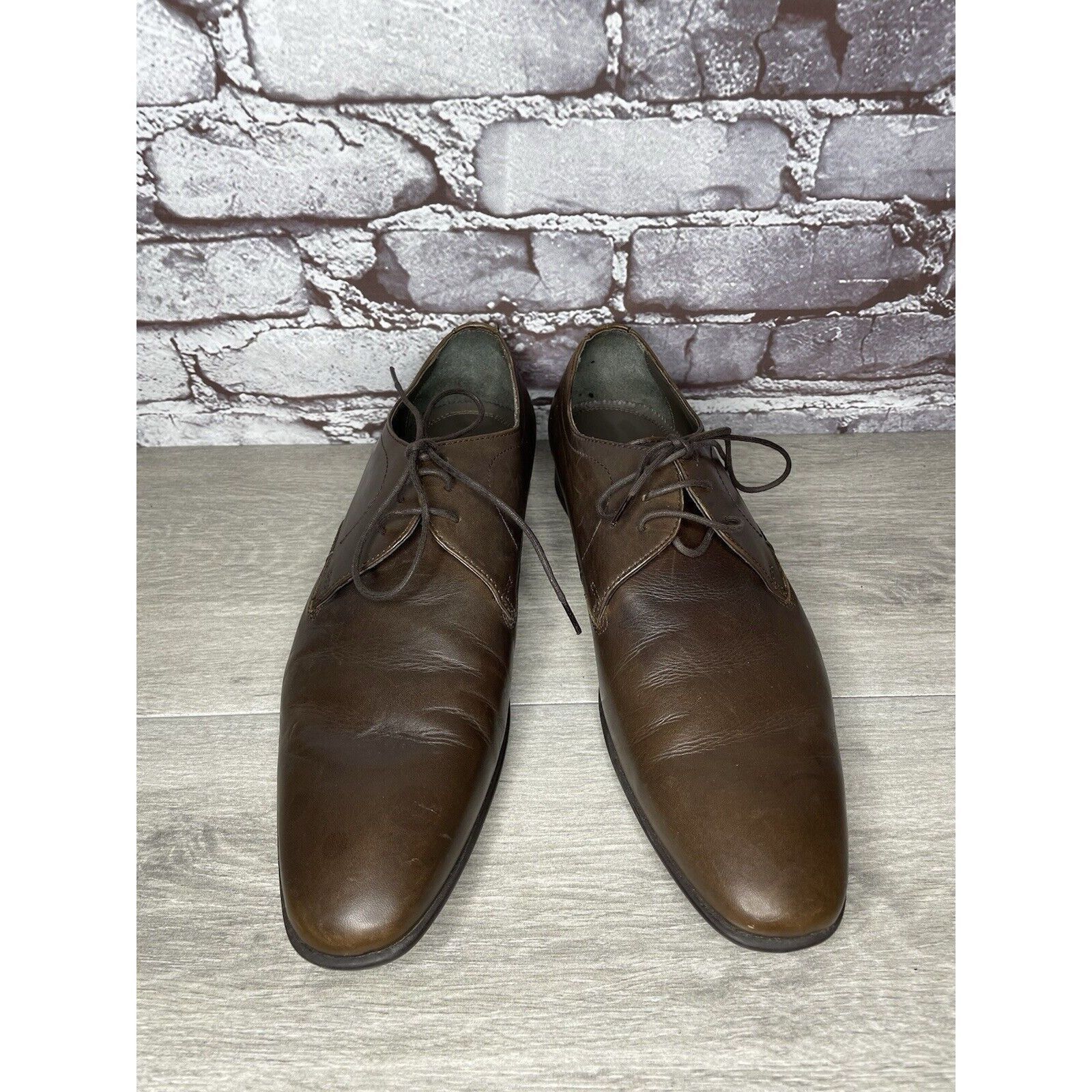 Zara Zara Man Brown Leather Derby Dress Oxfords Lace Up Shoes Men Size US 10 / EU 43 - 12 Thumbnail