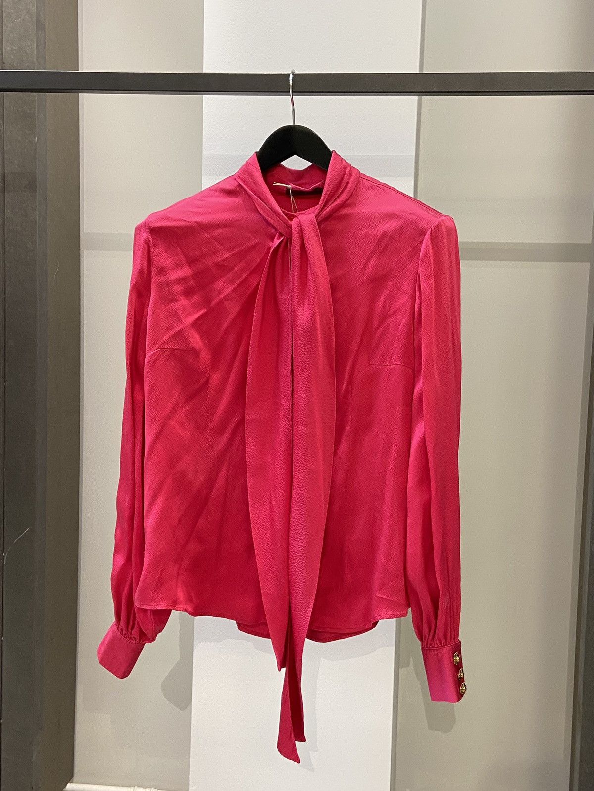 image of Alexander Mcqueen Vintage Pink Silk Scarf Shirt, Women's (Size Medium)