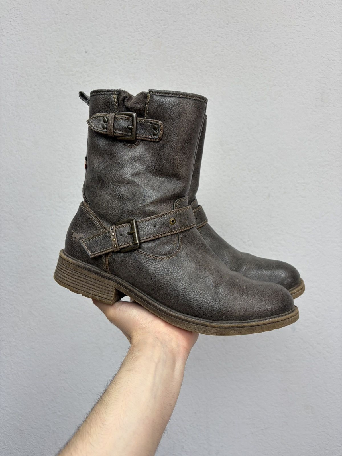 A.S.98 Vintage Like Maison Margiela Belted Leather Biker Boots 00s Size US 8 / EU 41 - 2 Thumbnail