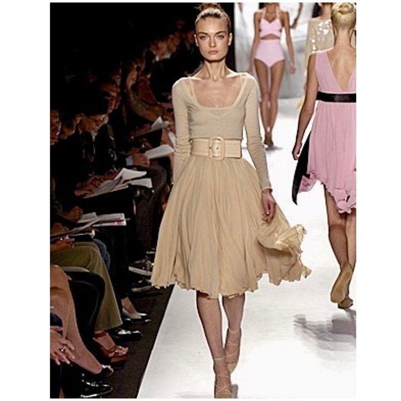 Michael Kors NWT $4995 Michael Kors Collection Silk Nude Skirt SS 07 Size 34" / US 12 / IT 48 - 1 Thumbnail