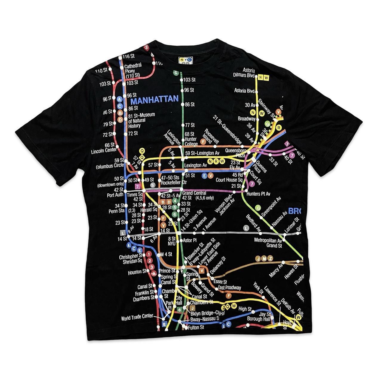 Designer 90s NYC Subway Map Line Black Vintage tee Size US XL / EU 56 / 4 - 1 Thumbnail