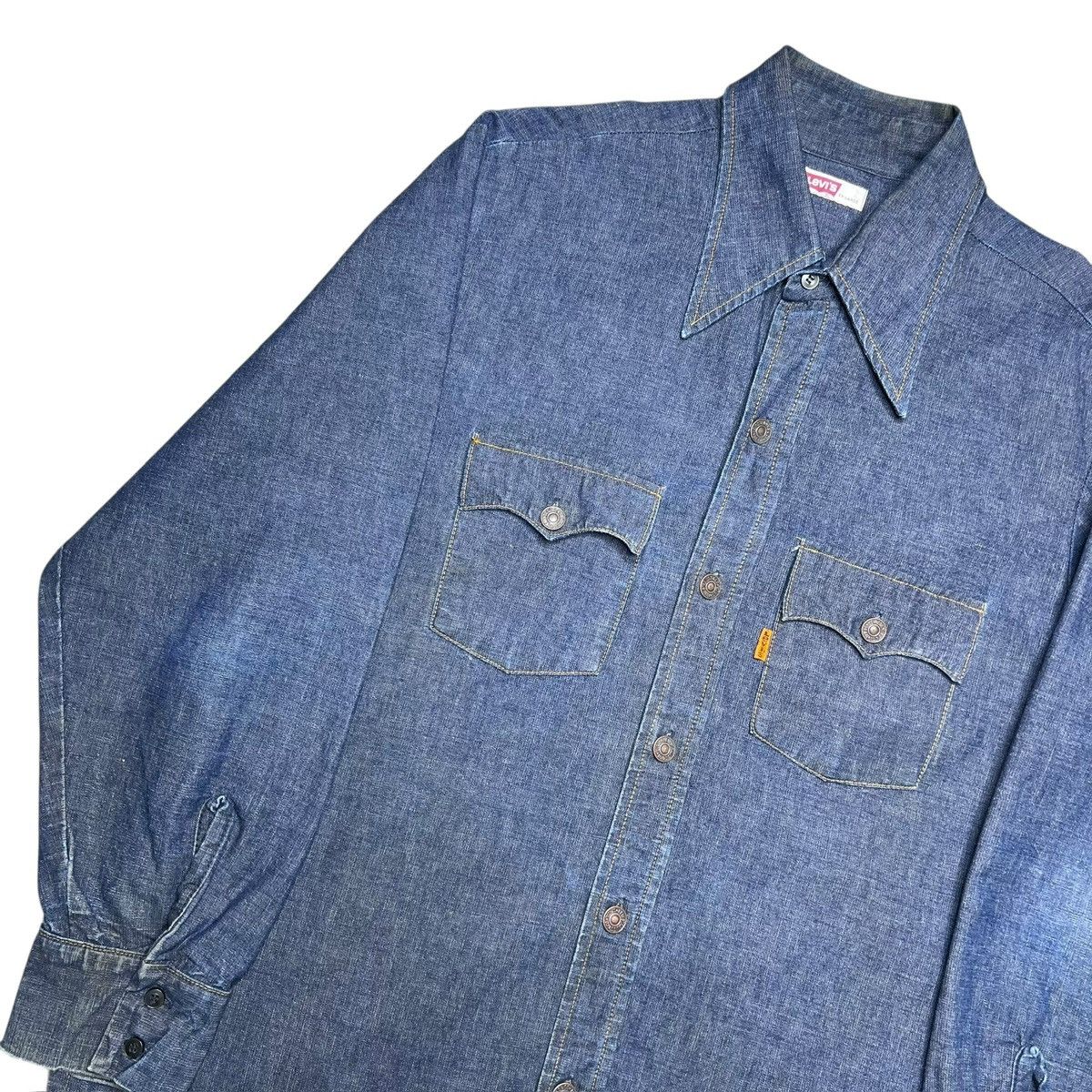 Levi's 1970s Levi’s Orange Tab Denim Button Up Long Sleeve Shirt Size US XL / EU 56 / 4 - 16 Thumbnail