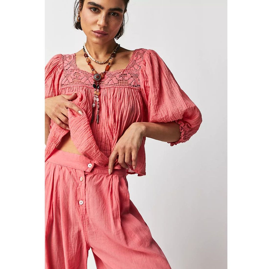 image of New Free People Jen's Pirate Booty Lucille Set $389 Xs Pink, Women's (Size 26)