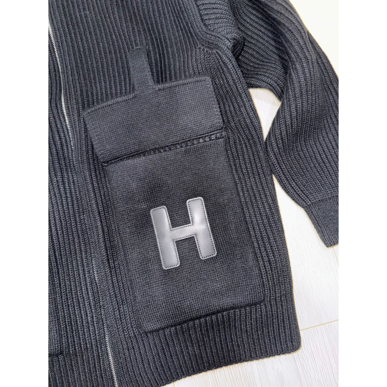 Hermes Logo Zip Up Zipper Cardigan Sweater Wool Knit Jacket 38 Size XS / US 0-2 / IT 36-38 - 9 Thumbnail