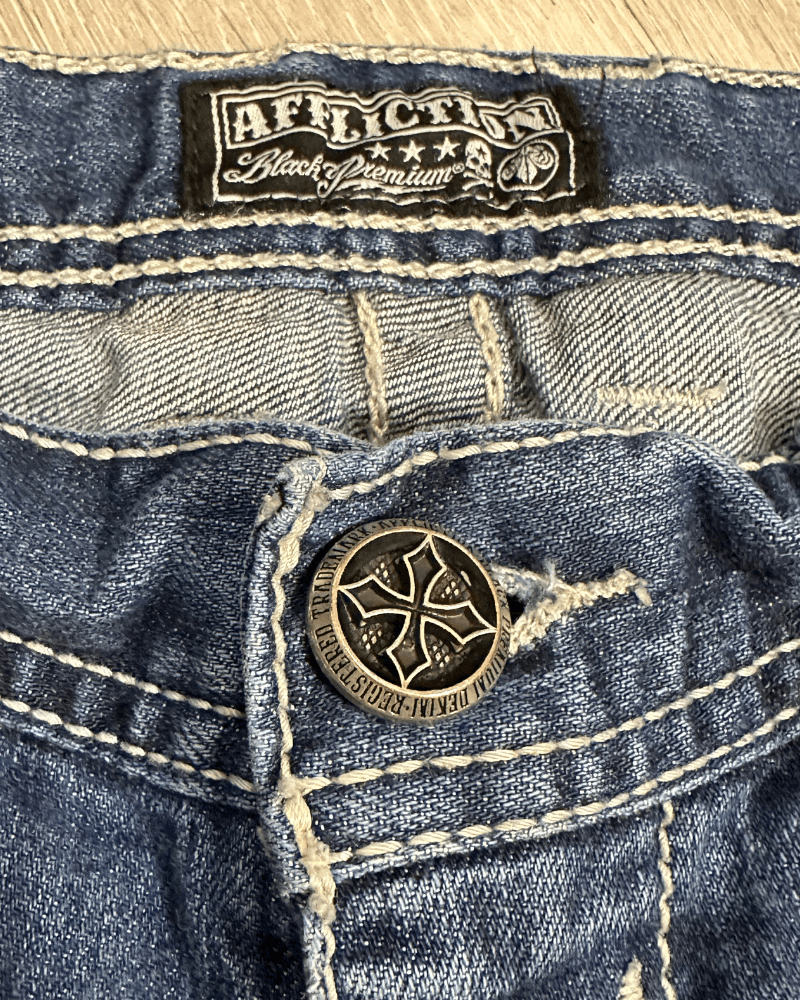 Affliction Vintage Y2K Affliction Black Premium Blake Denim Jeans 33x31 Size US 33 - 9 Thumbnail