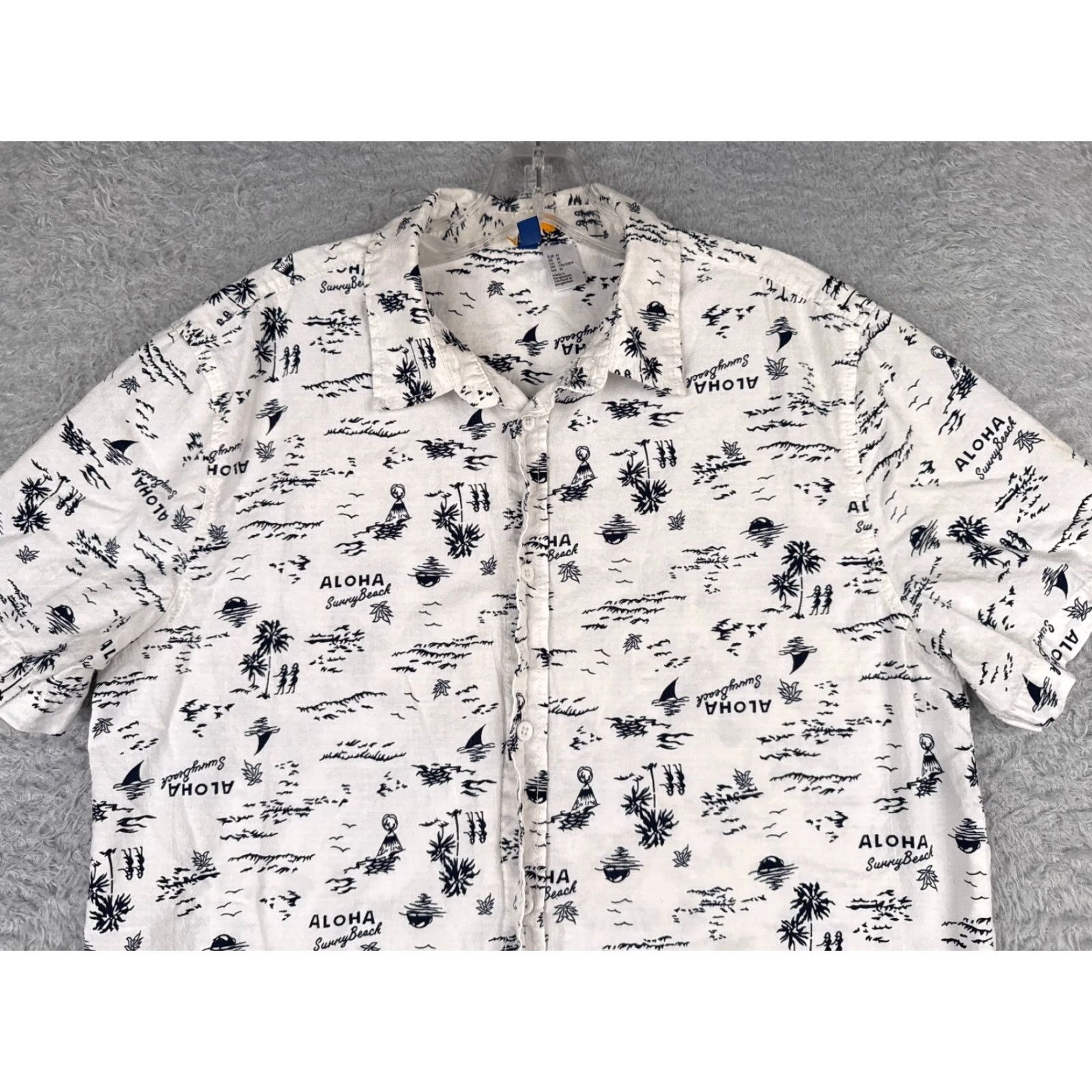 H&M H&M Hawaiian Shirt Adult Medium White Floral Button-Up Casual Summer Mens Size US M / EU 48-50 / 2 - 4 Thumbnail