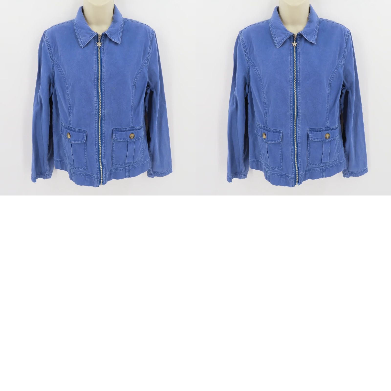 Fresh Produce Womens Jacket Denim Blue Collared Basic Jacket M Size Blue Denim