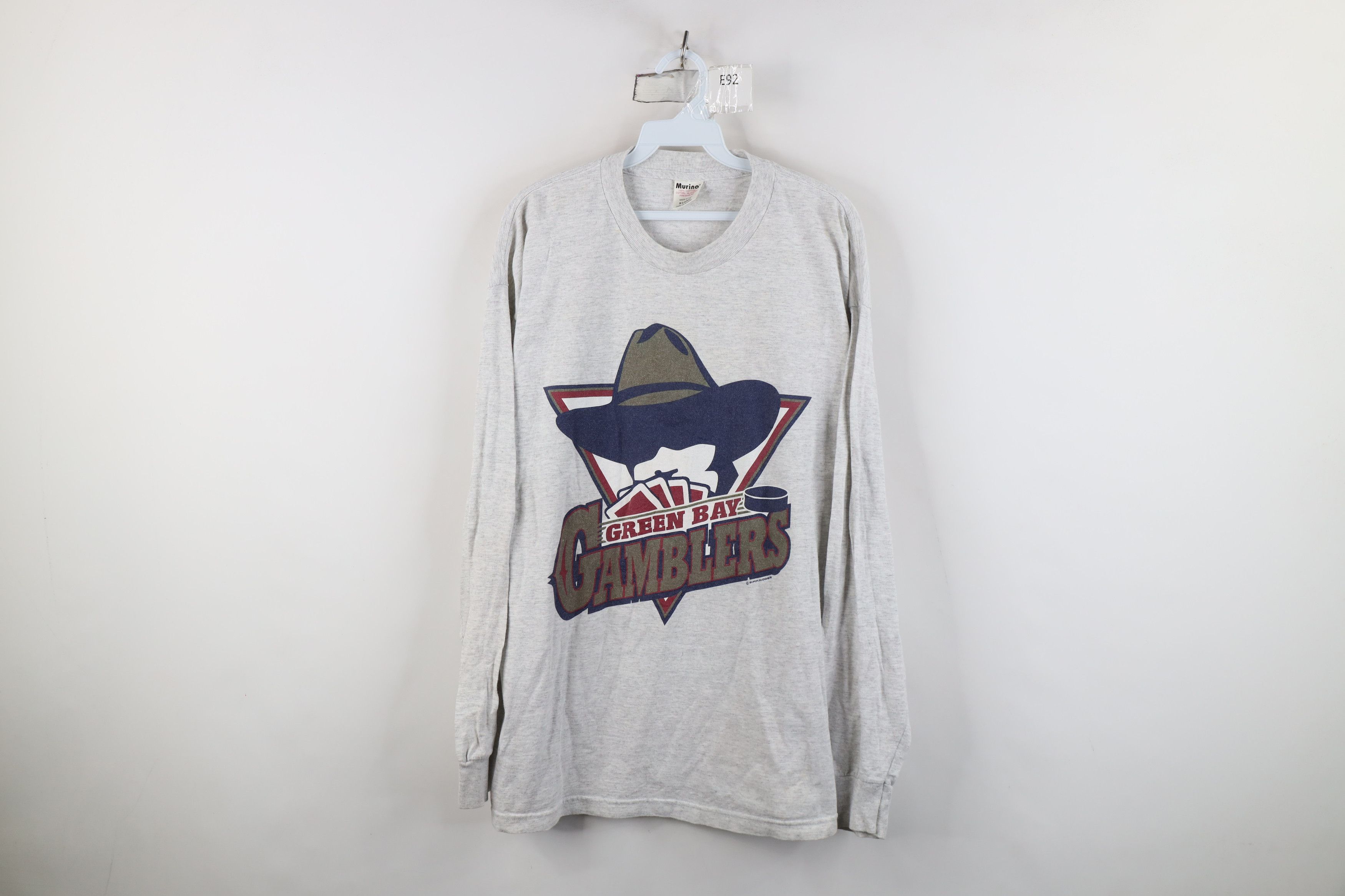 Vintage Vintage 90s USHL Gamblers Long Sleeve T-Shirt Gray USA Size US XL / EU 56 / 4 - 1 Thumbnail