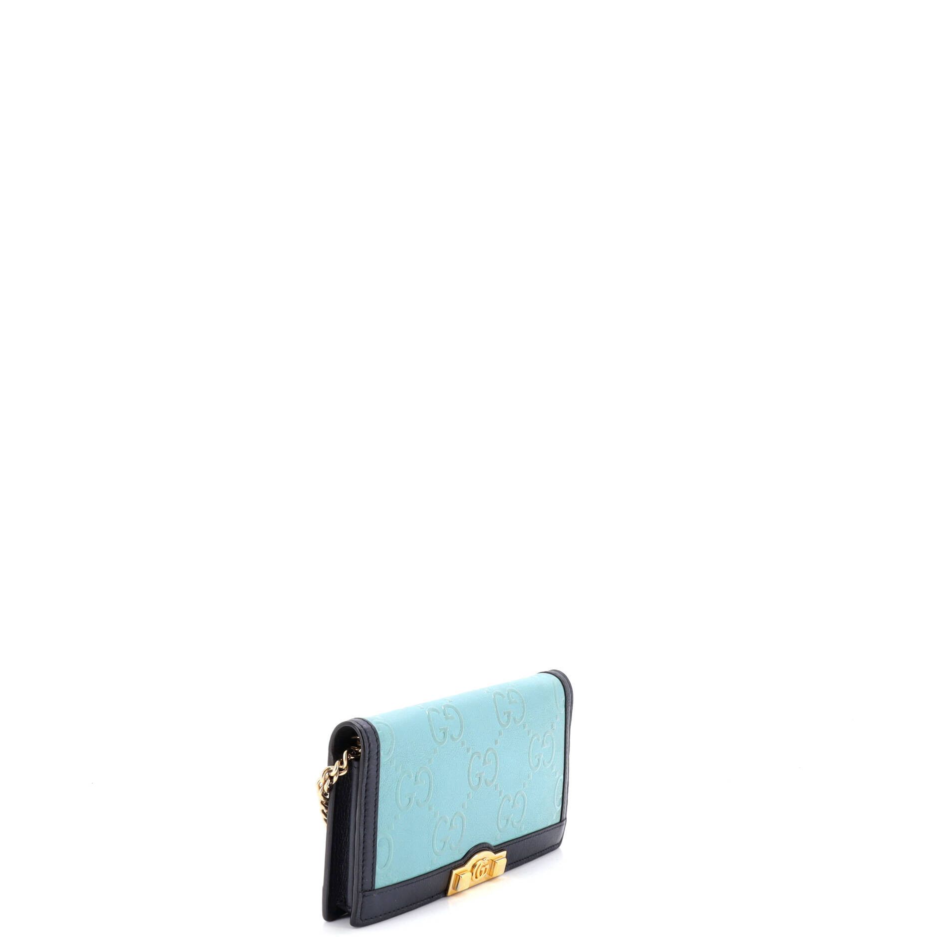 Full Flap Wallet on Chain GG Embossed Leather