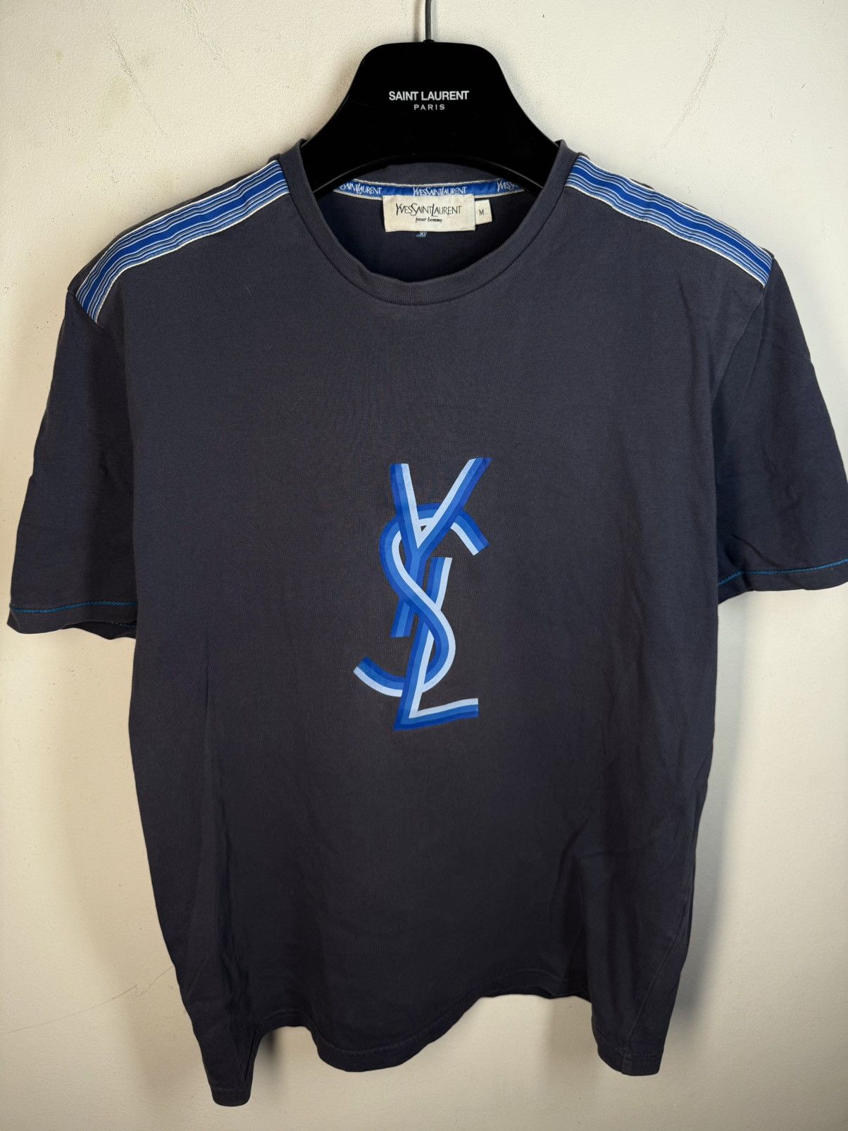 Yves Saint Laurent Blue YSL T-shirt Big Logo Vintage Yves Saint Laurent Shirt Size US S / EU 44-46 / 1 - 13 Thumbnail