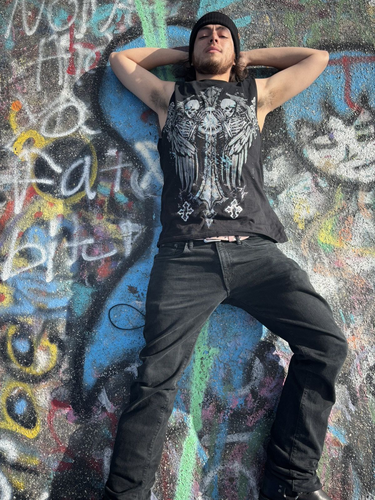 Other Goodie Two Sleeves Graphic Tank Top XL Black Gothic Unisex Size US XL / EU 56 / 4 - 6 Thumbnail