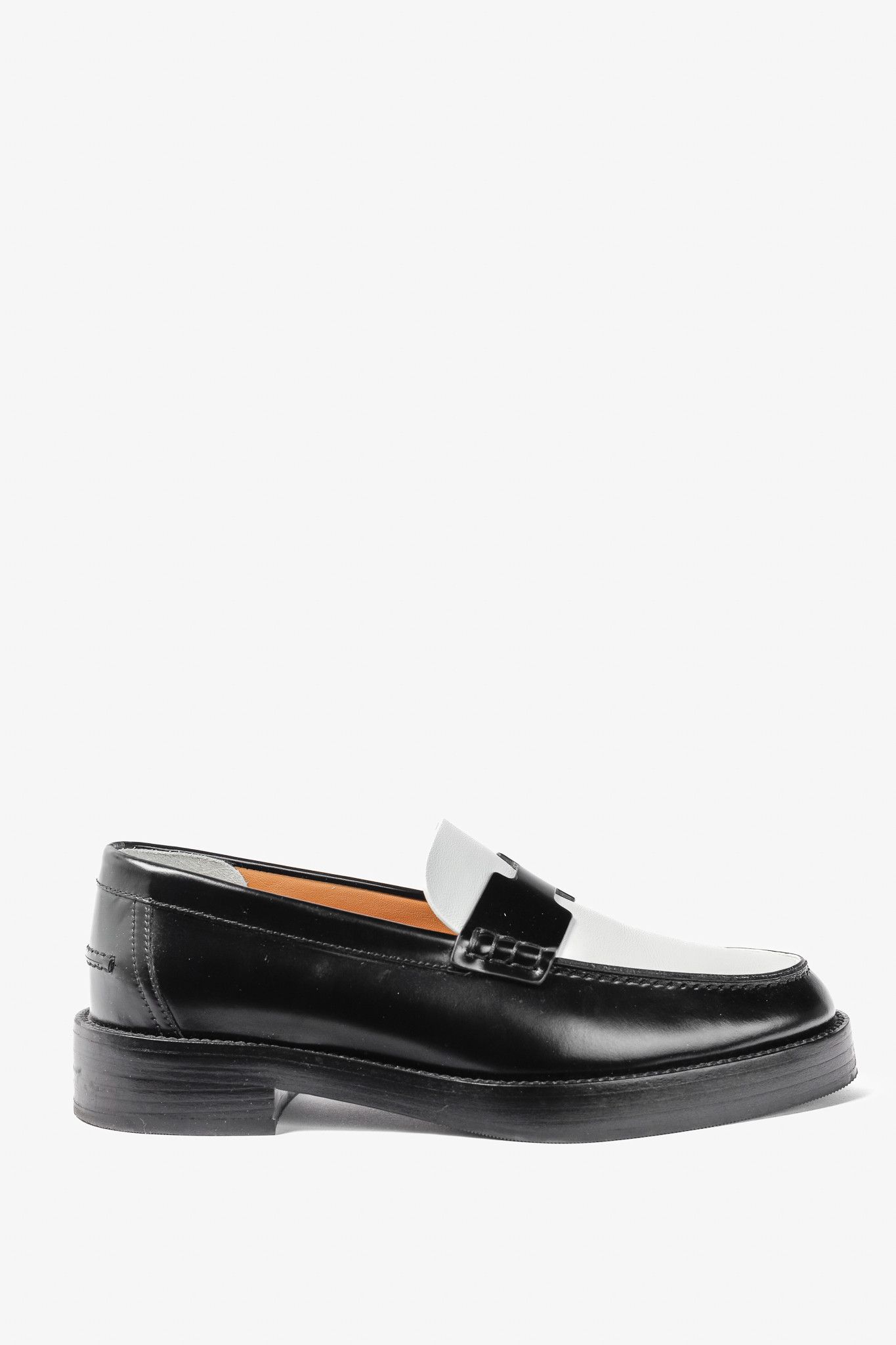 Hermes Hermes Hour Noir & Blanc Glazed Calfskin "H" Loafers Size US 7 / IT 37 - 2 Thumbnail
