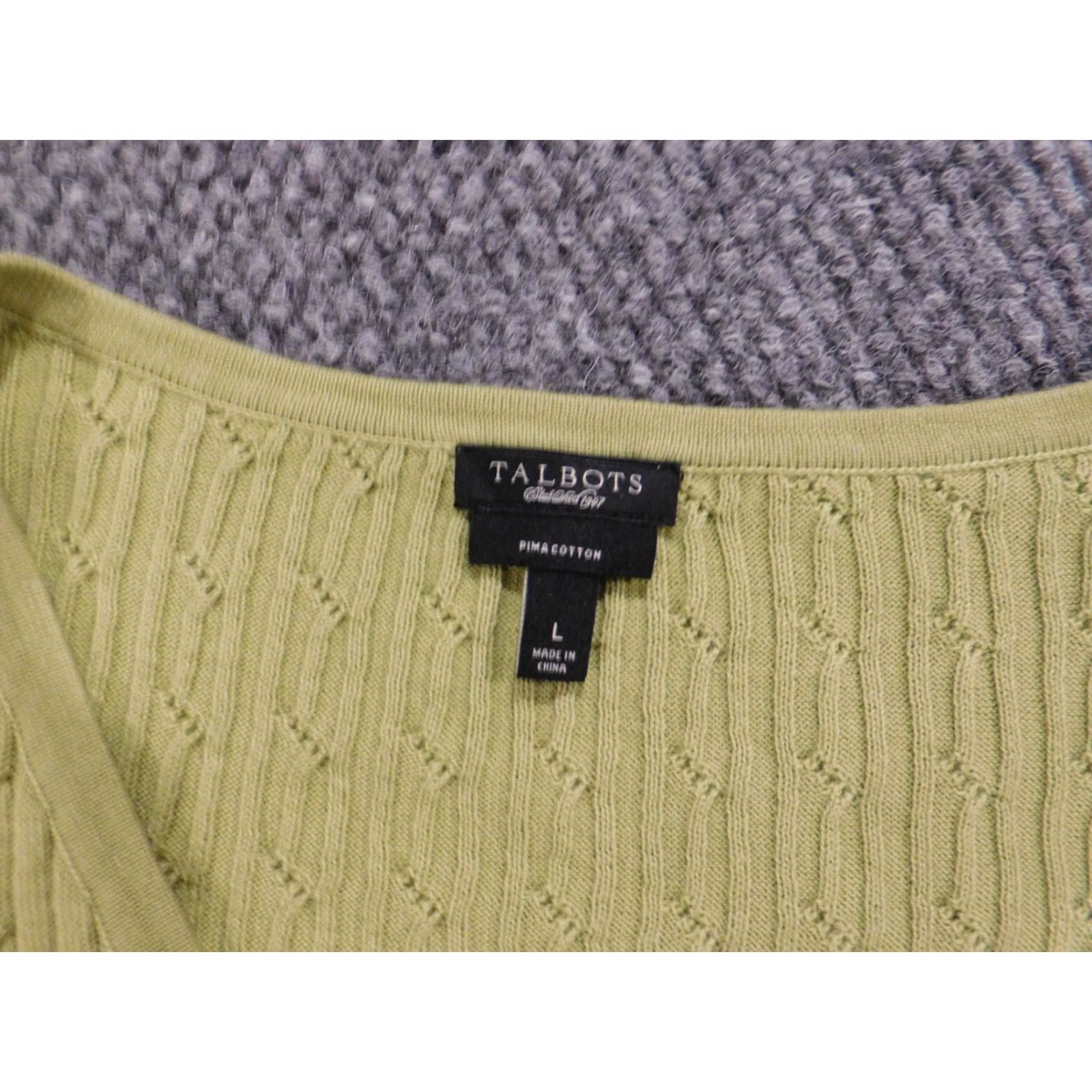 Talbots Talbots Sweater Pullover Womens Large Green V-Neck Casual Knit Stretch Ruffle Modern Size L / US 10 / IT 46 - 6 Thumbnail