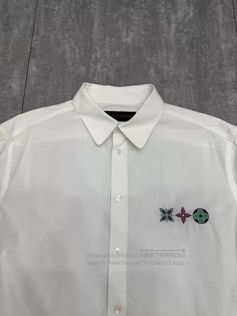 Louis Vuitton Louis Vuitton White Embroidered Long Sleeve Shirt Size US M / EU 48-50 / 2 - 3 Thumbnail