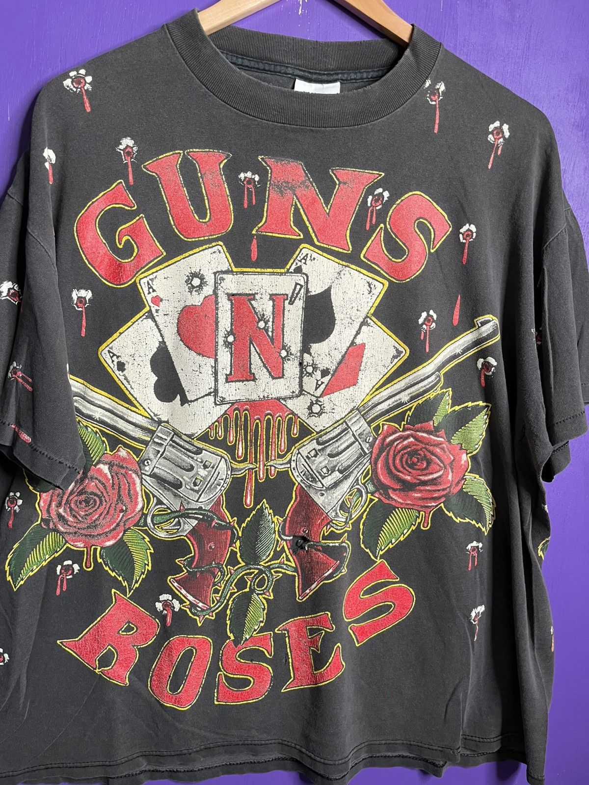 Band Tees × Vintage Vintage 90s Guns N’ Roses bulletholes AOP t-shirt Size US XL / EU 56 / 4 - 3 Thumbnail