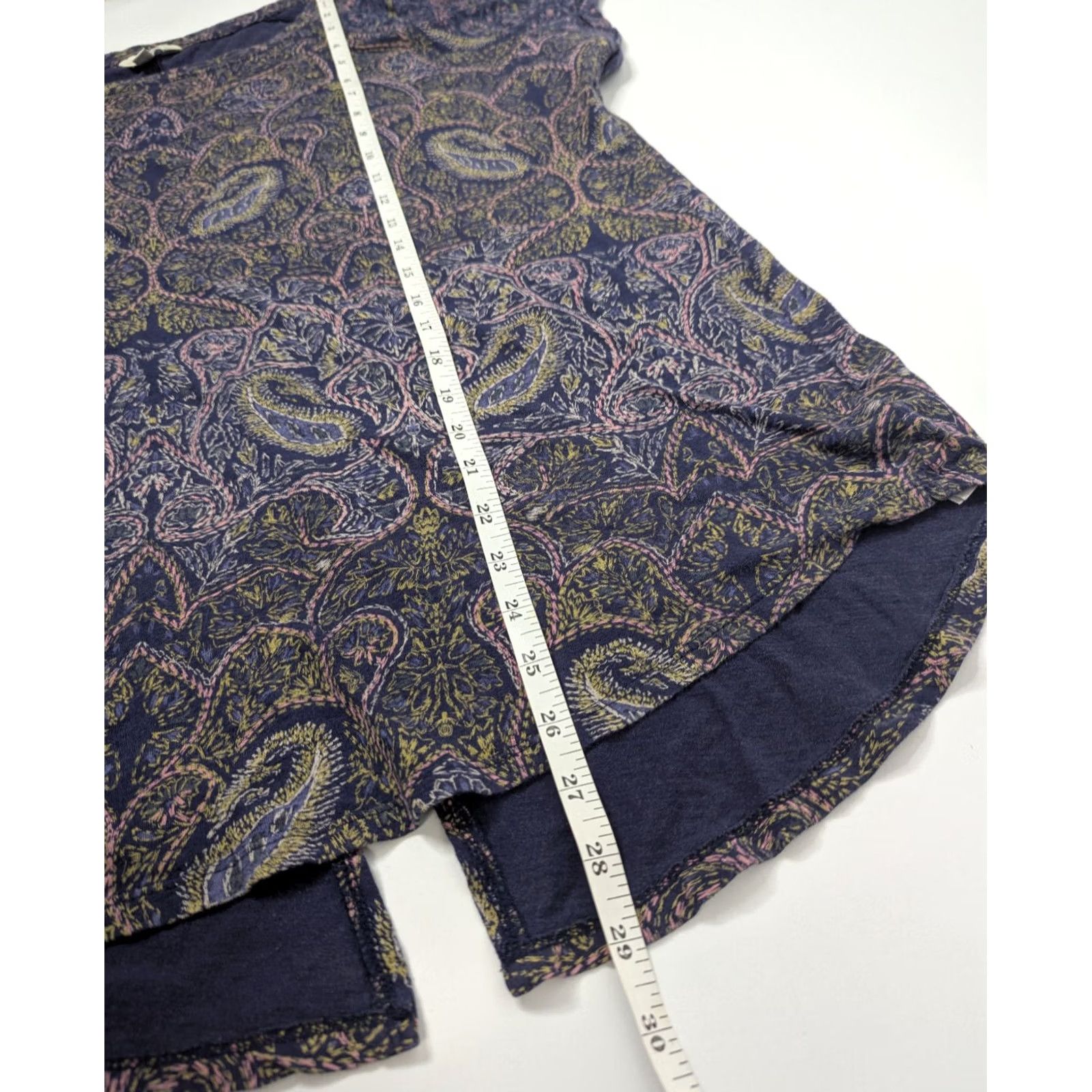 Lucky Brand Lucky Brand Shirt Womens 1X Blue Paisley Short Sleeve Tee Boho Casual Size XL / US 12-14 / IT 48-50 - 4 Thumbnail