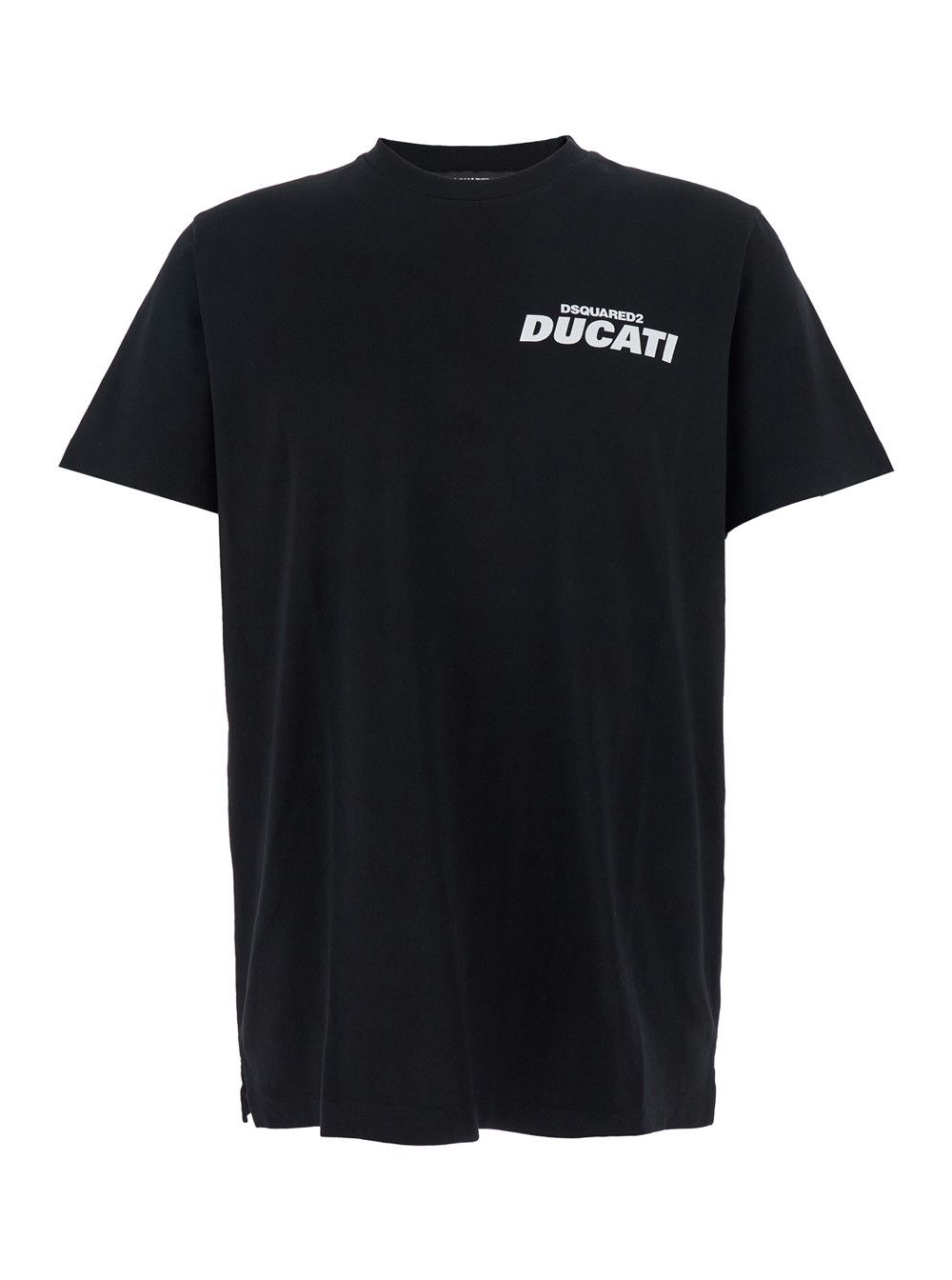 'Ducati x D2' Black T-Shirt with Logo on the Front in Cotton Man
