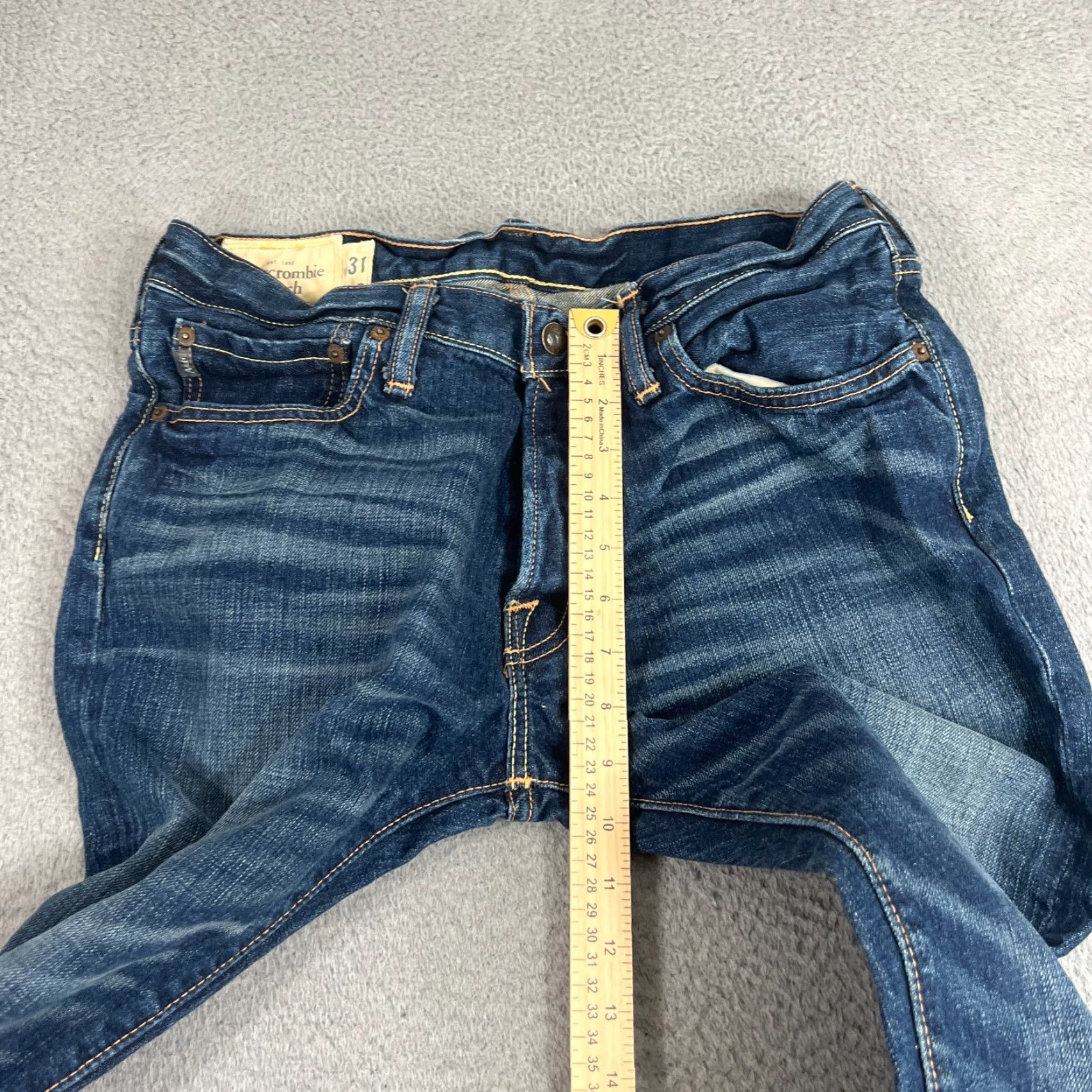 Abercrombie & Fitch VINTAGE Abercrombie & Fitch Baxter Jeans Mens Size 31x30 Slim Boot 5-Pocket Denim Blue Distressed Low Rise Slim Bootcut Regular 31 Inseam Mens Size US 31 - 6 Thumbnail