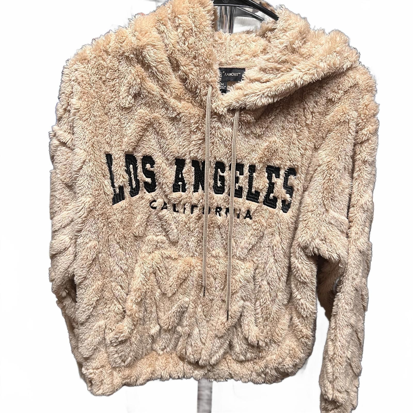 Almost Famous NWT Almost Famous Women's Beige Plush Hooded Sweatshirt Size M / US 6-8 / IT 42-44 - 1 Thumbnail