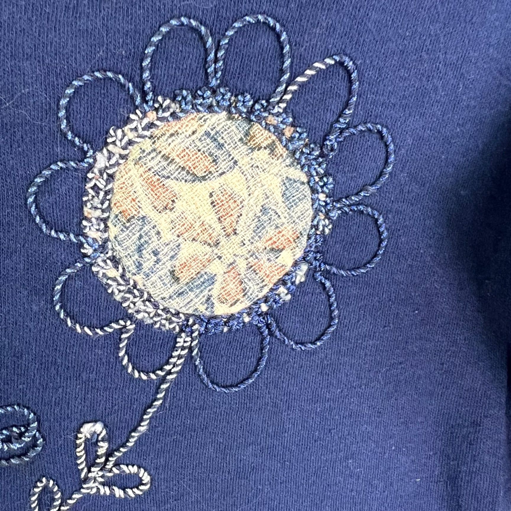 Vintage VINTAGE Kennington Floral Embroidered Sweatshirt Womens M Blue Size M / US 6-8 / IT 42-44 - 2 Thumbnail