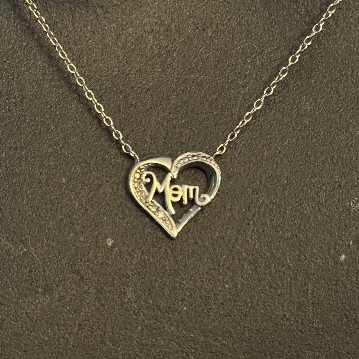 Vintage 925 Silver dainty open heart Mom necklace Size ONE SIZE - 2 Thumbnail