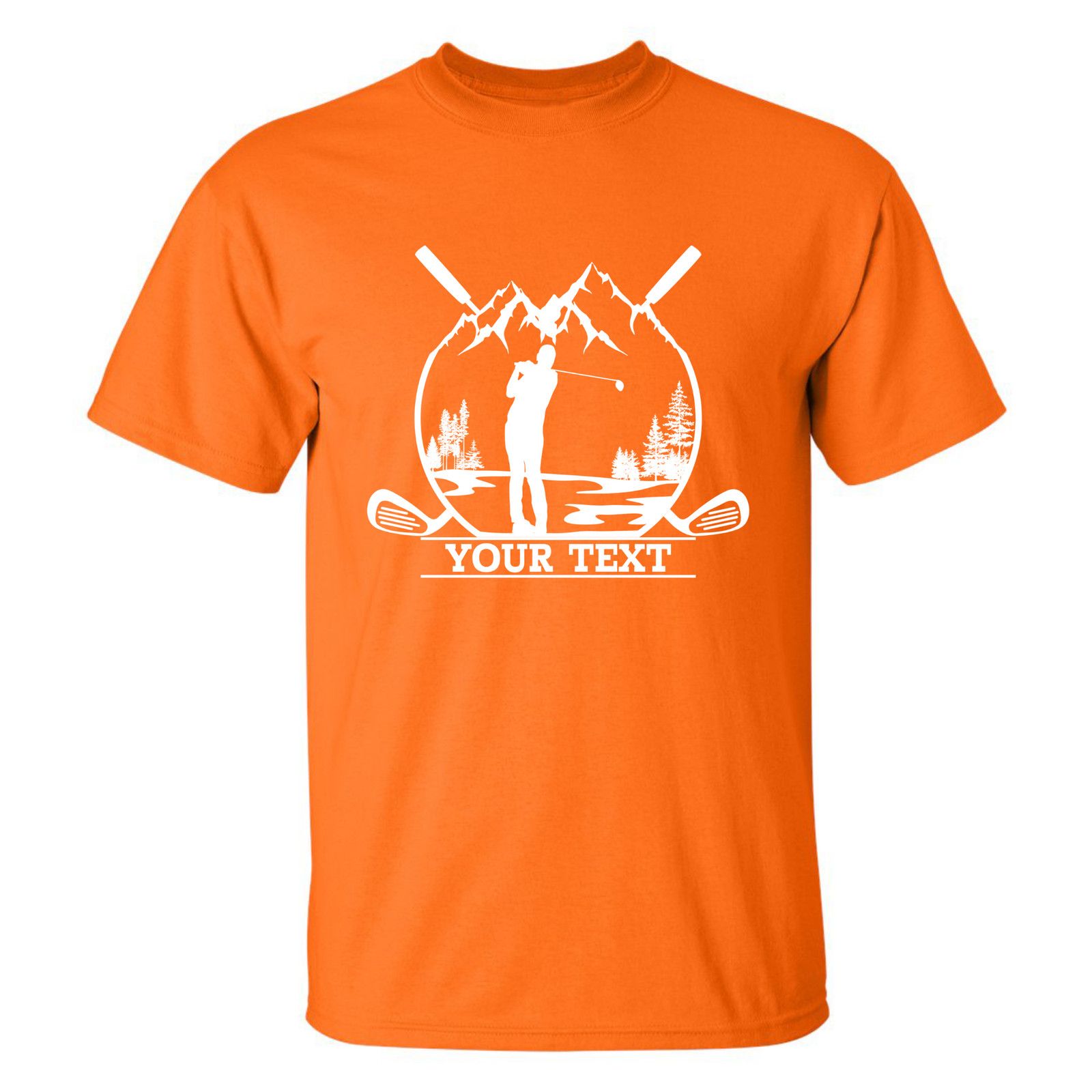 Gildan Personalized Golfer in Nature Scenery Custom Text T-Shirt Size US L / EU 52-54 / 3 - 19 Thumbnail