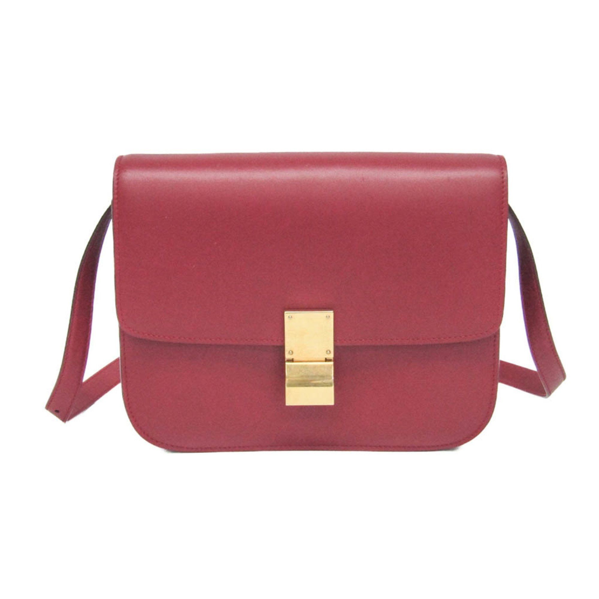 Celine Classic Box Medium 164173Dls Women's Leather Shoulder Bag Red Color