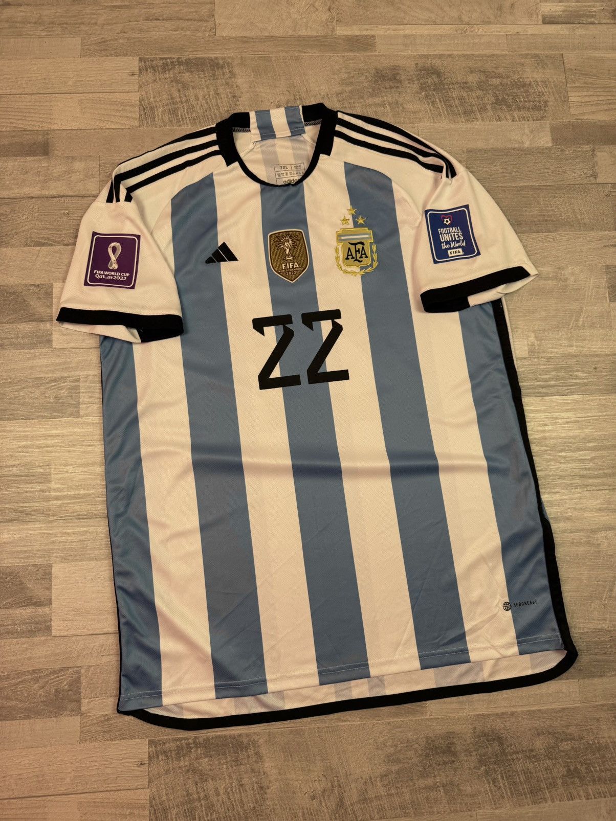 Adidas Argentina Home World Cup 2022 - LAUTARO MARTINEZ #22 Size US XXL / EU 58 / 5 - 2 Thumbnail