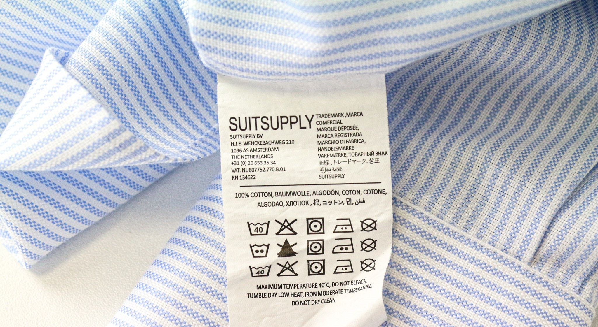 Suitsupply TRY ON XS 38/15 Blue Pinstripe Button Shirt 86600 Size 38R - 6 Thumbnail
