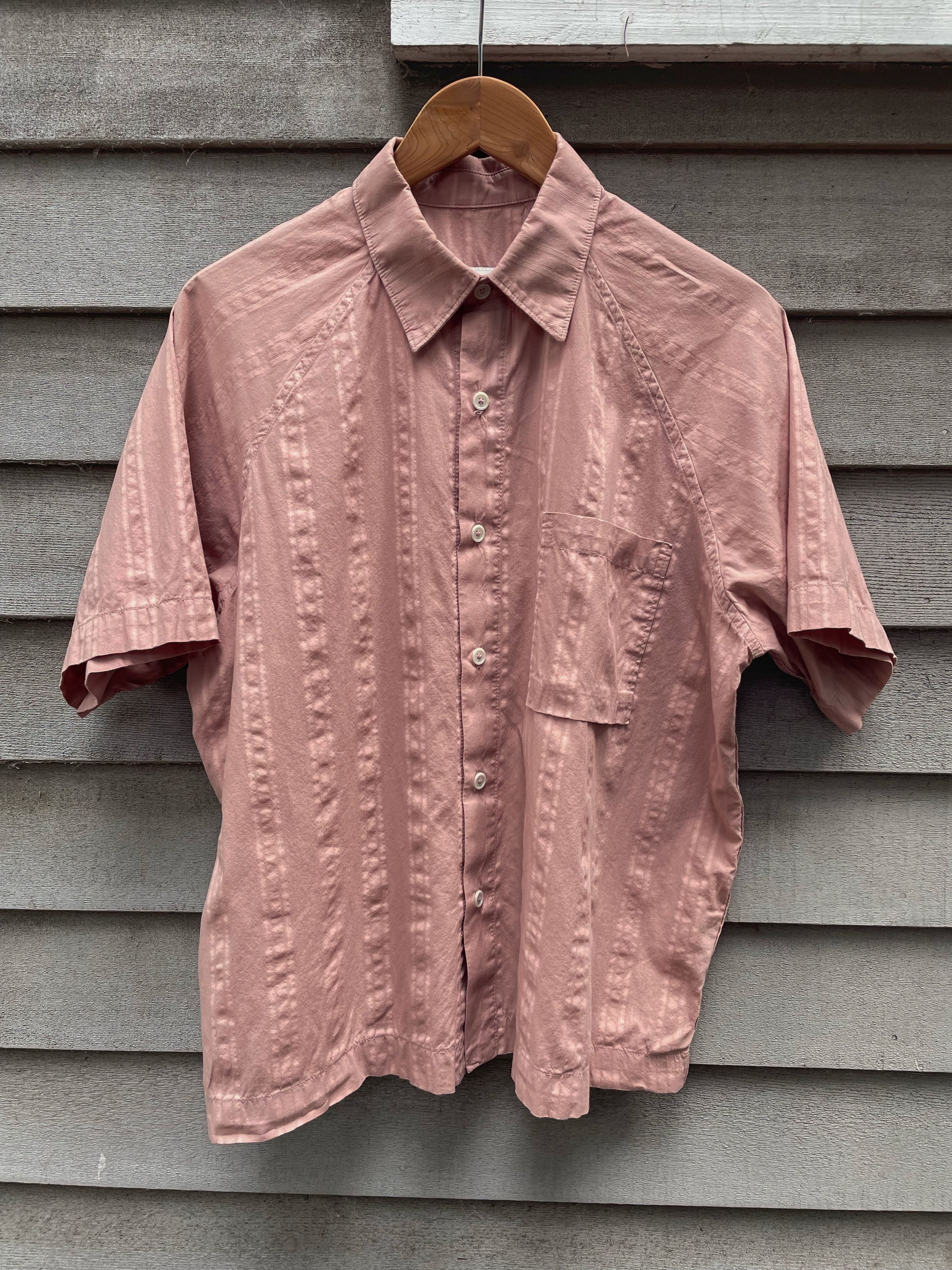And Austin Raglan Dobby Striped Short-Sleeved Shirt in Dusty Pink Size US S / EU 44-46 / 1 - 1 Thumbnail