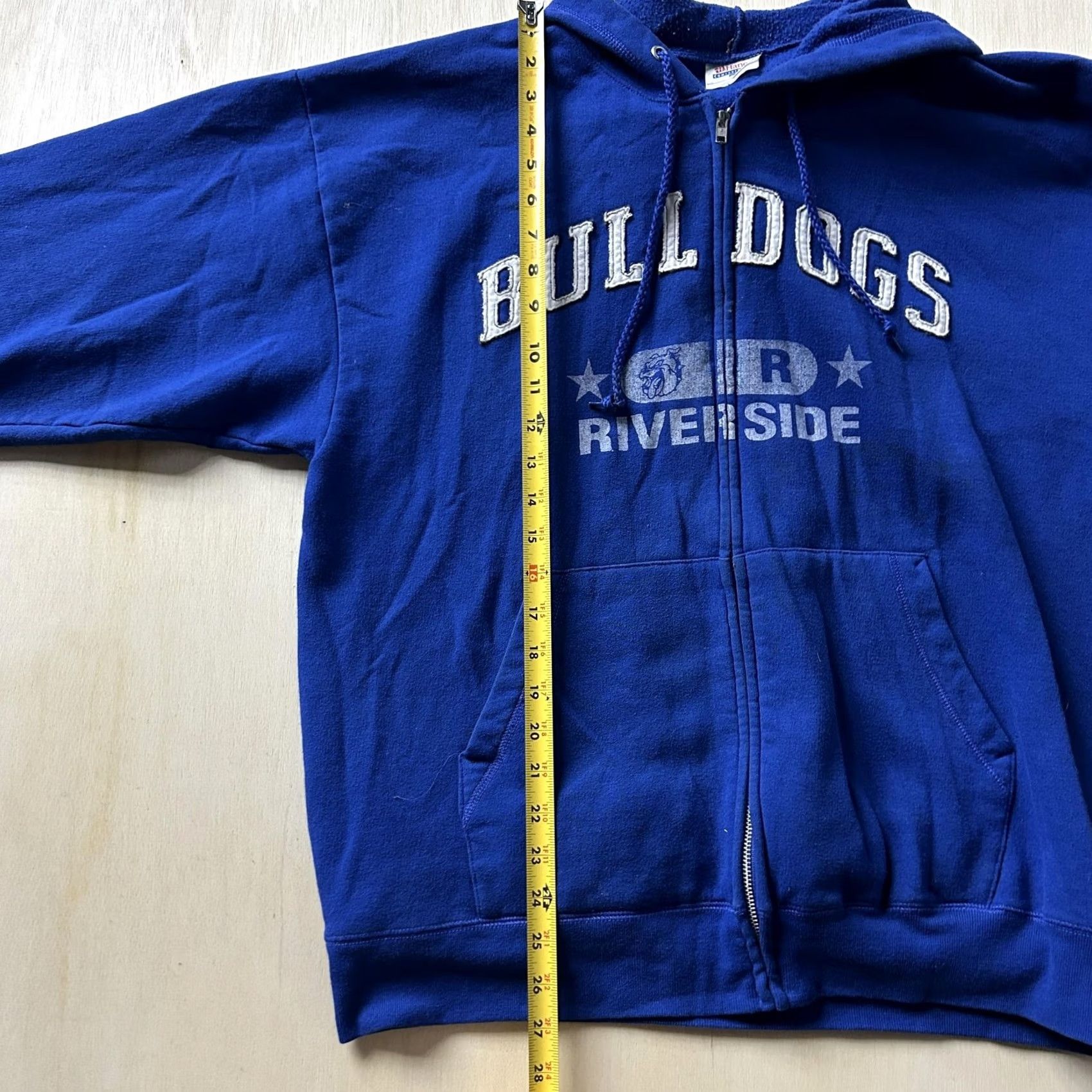 Hanes Y2K Hoodie Mens Large Blue Bulldogs Riverside Full Zip Graphic Sweatshirt Size US L / EU 52-54 / 3 - 5 Thumbnail