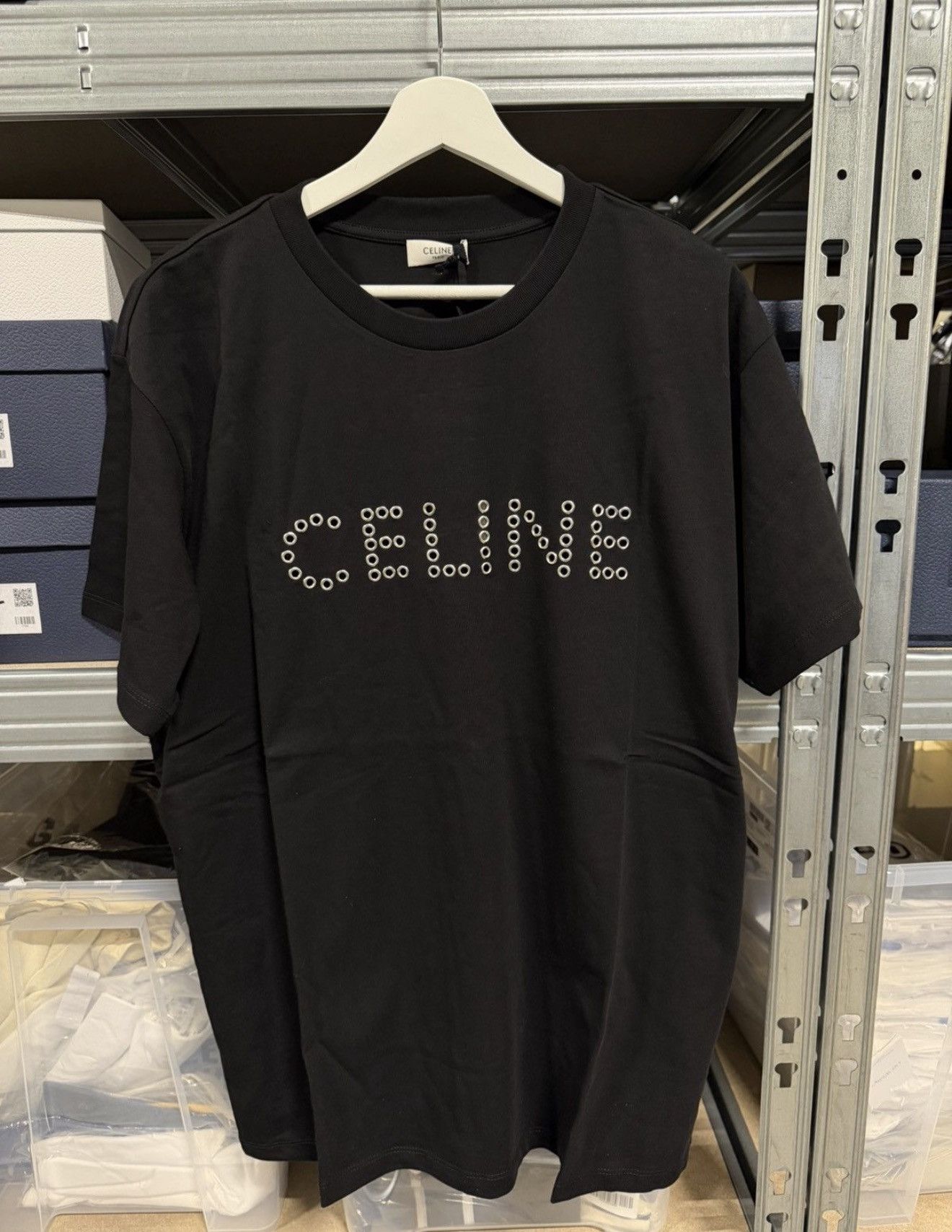 Celine Celine Paris Crystal Studded Logo Bundle T-Shirt NEW 900$ Size US M / EU 48-50 / 2 - 2 Thumbnail