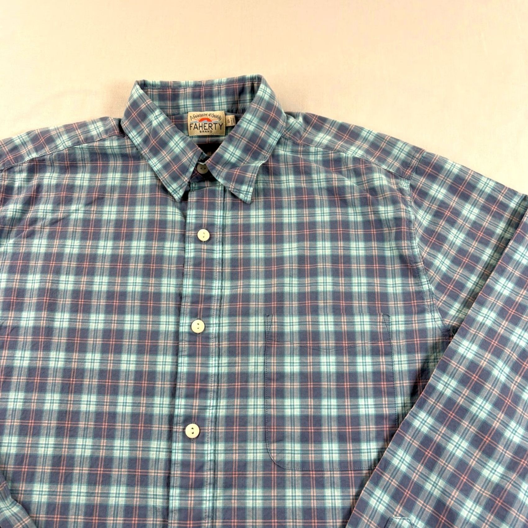 Faherty Faherty Movement Shirt Men Small Blue Plaid Button Up Casual Lightweight Stretch Size US S / EU 44-46 / 1 - 3 Thumbnail