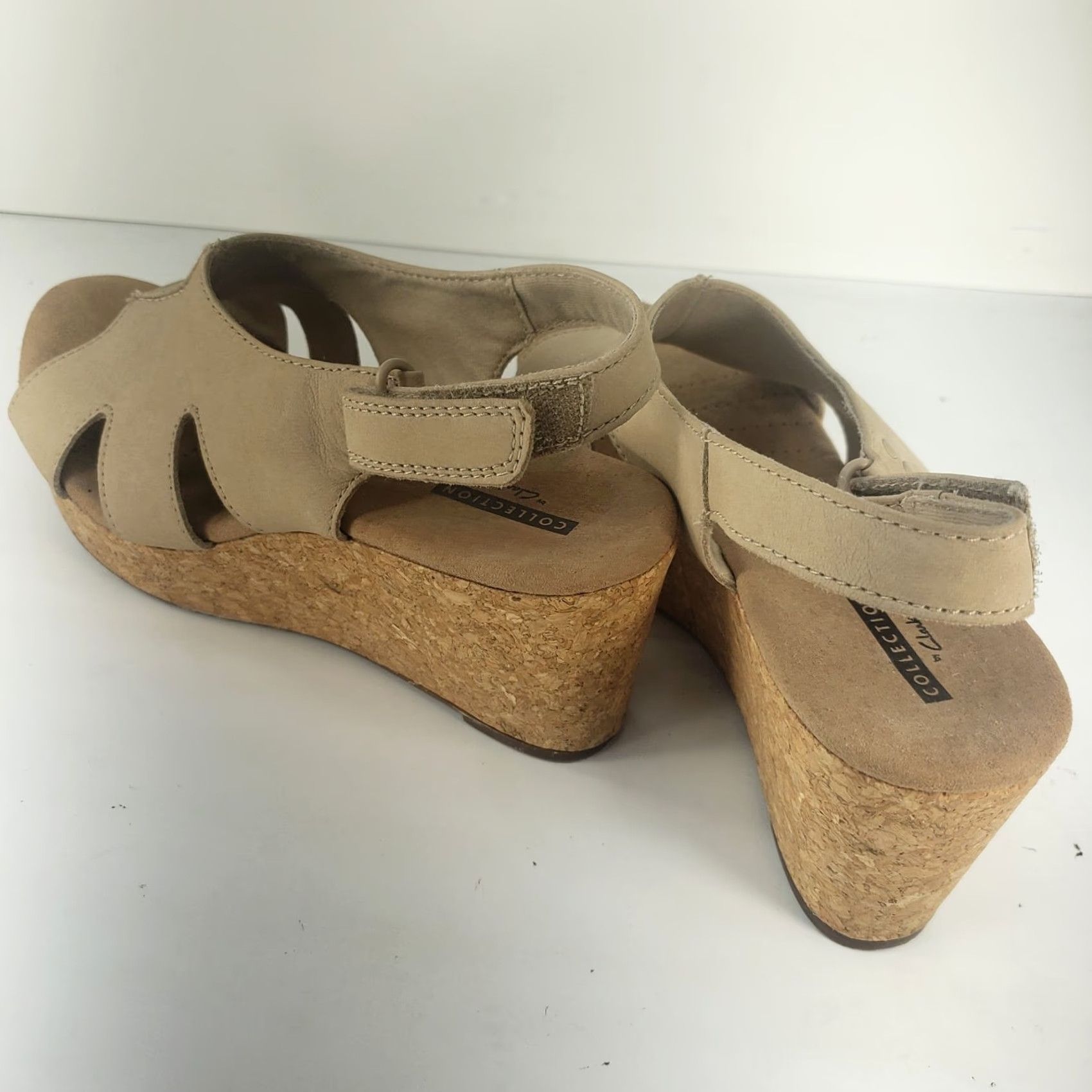 Clarks Clarks Annadel Eirwyn Cork Wedge Platform Sandal Beige Women's Size 8.5 Slingback Hook & Loop Cushioned Leather Size US 6 / IT 36 - 5 Thumbnail