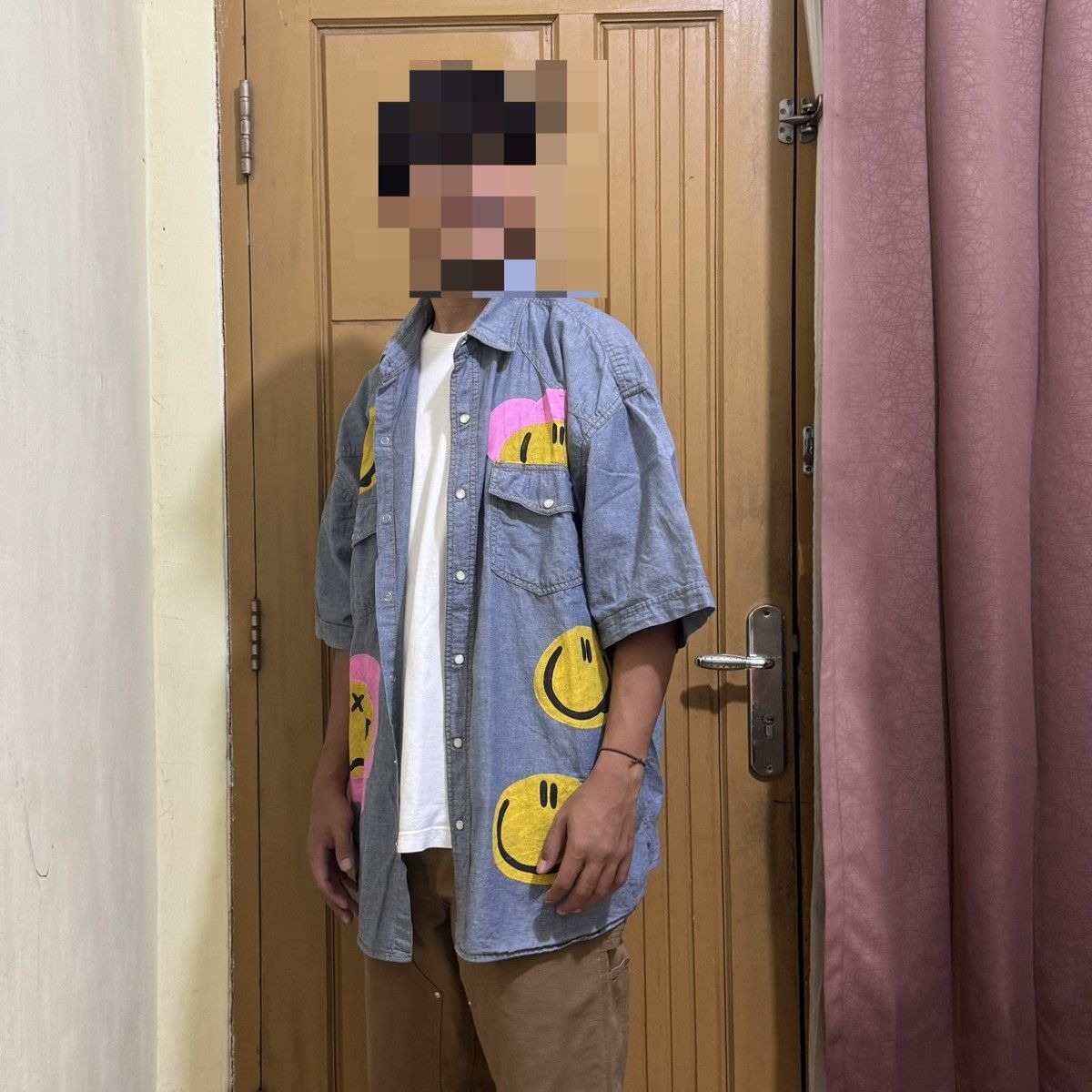 Designer × Vintage Shirt outer smile oil canvas art Size US XXL / EU 58 / 5 - 3 Thumbnail