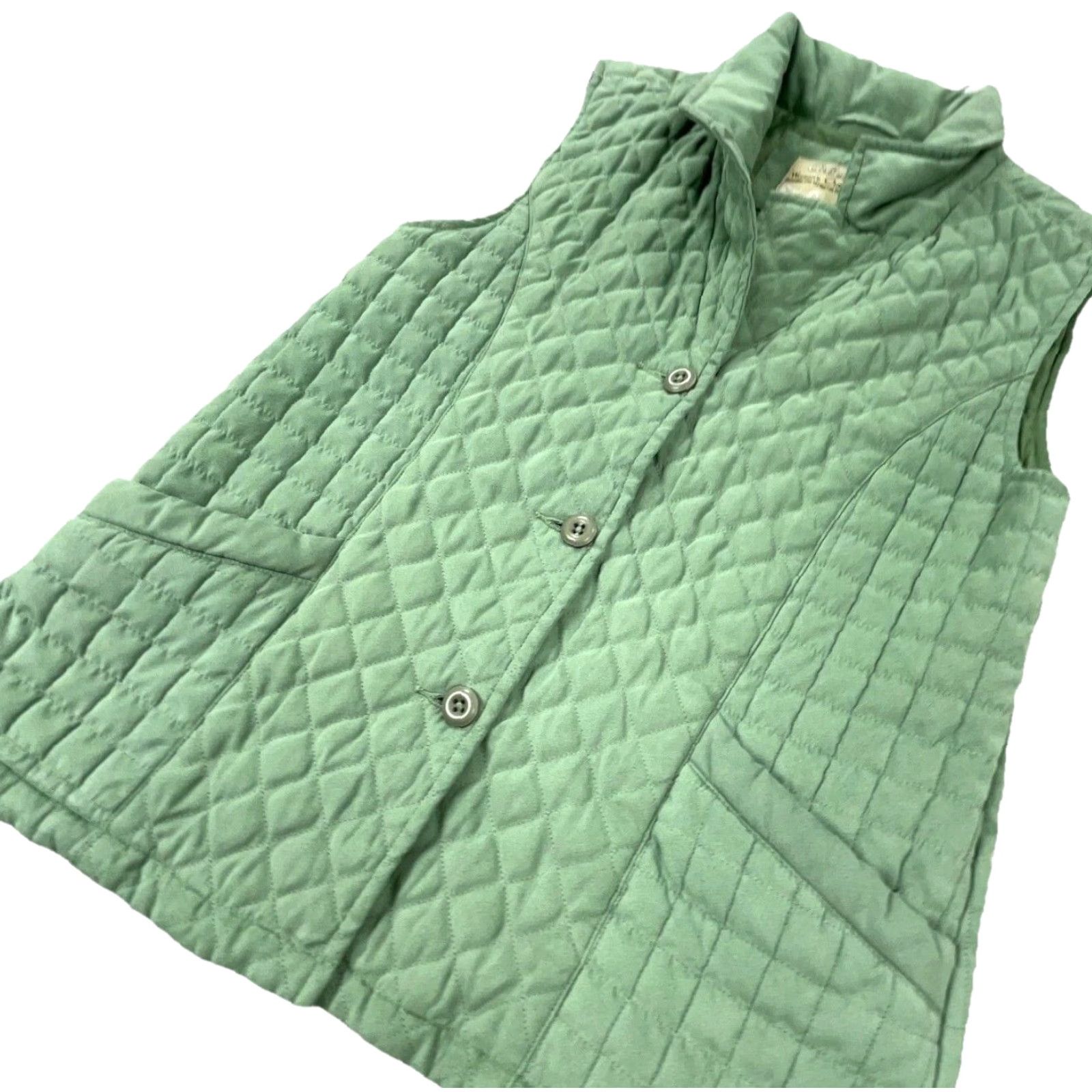 Vintage Cabela's Puffer Vest Women M Green Suede Button Up Jacket Outdoors Hiking Size M / US 6-8 / IT 42-44 - 2 Thumbnail