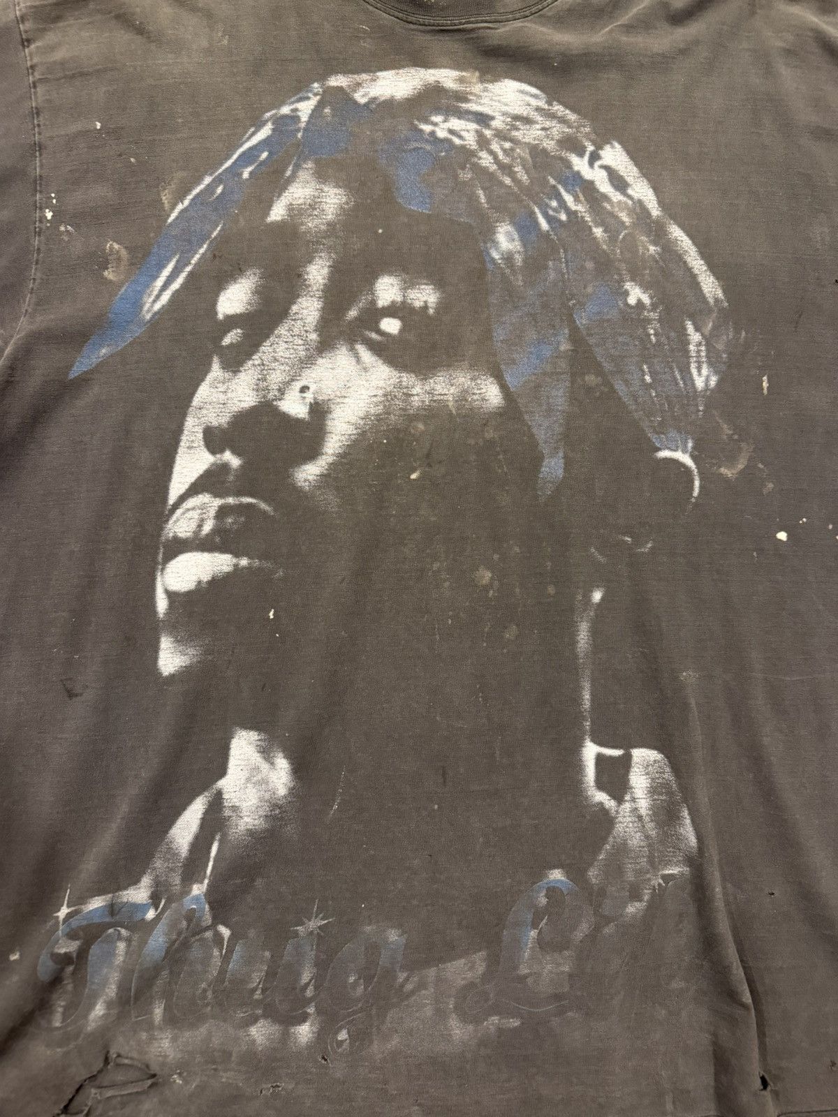 Vintage Vintage 90’s 2pac Big Face “Thug Life” Faded Rap T-Shirt Size US XXL / EU 58 / 5 - 9 Thumbnail